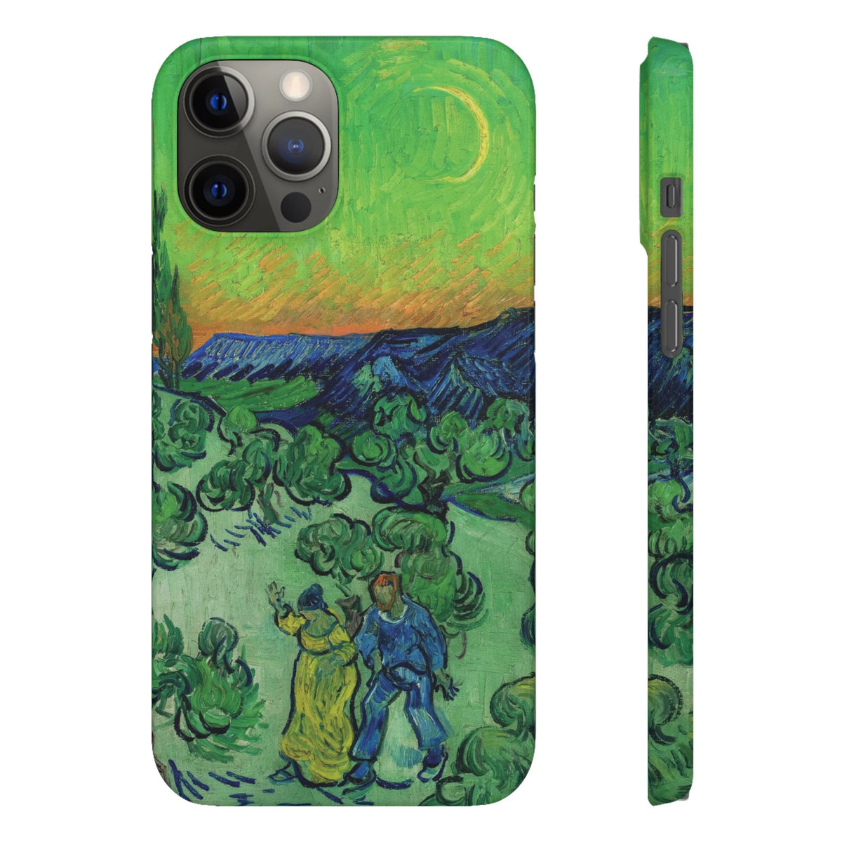Landscape with Couple Walking and Crescent Moon by Vincent van Gogh- iPhone Slim Case