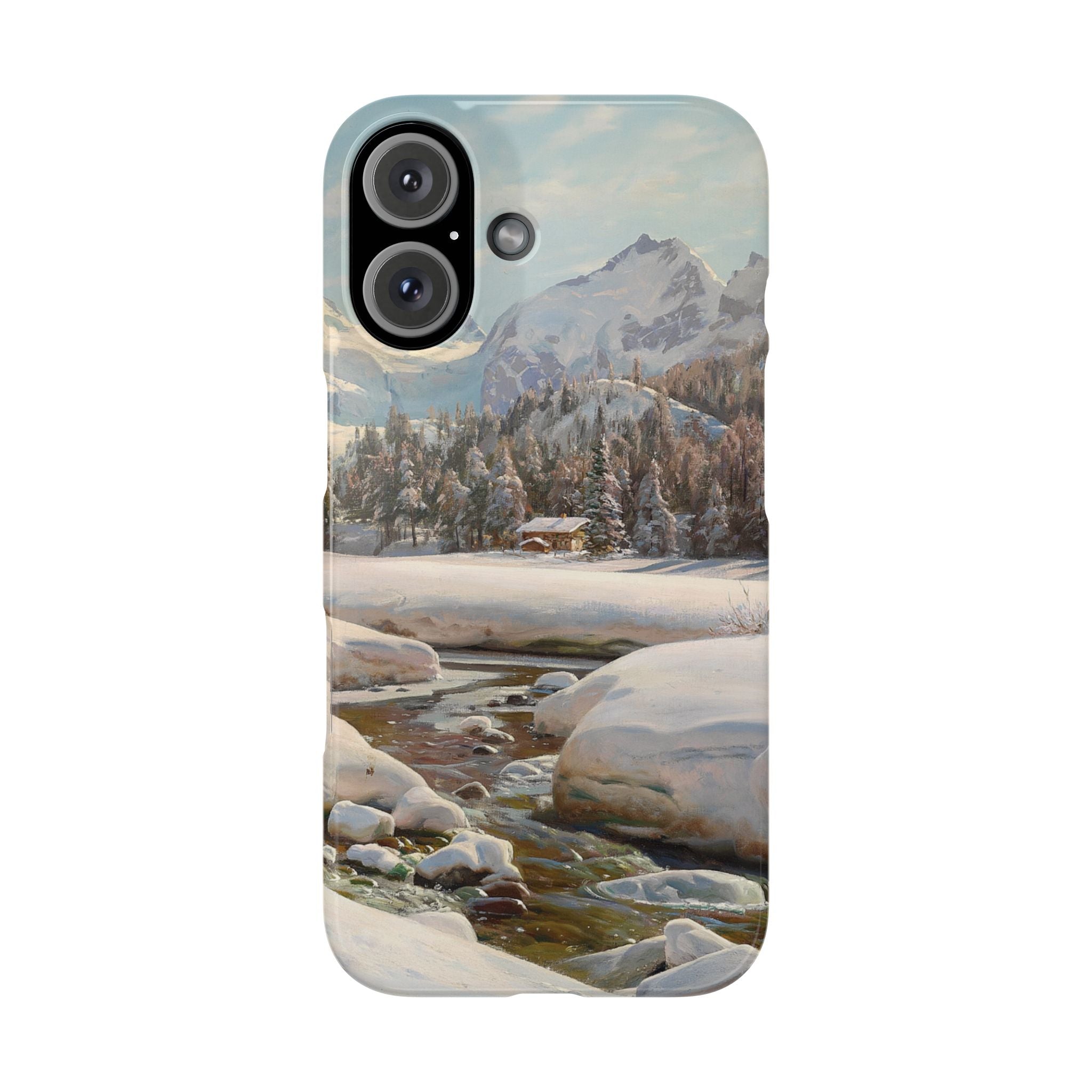 Winter landscape in Switzerland near Engadin by Peder Mork Monsted - iPhone Slim Case