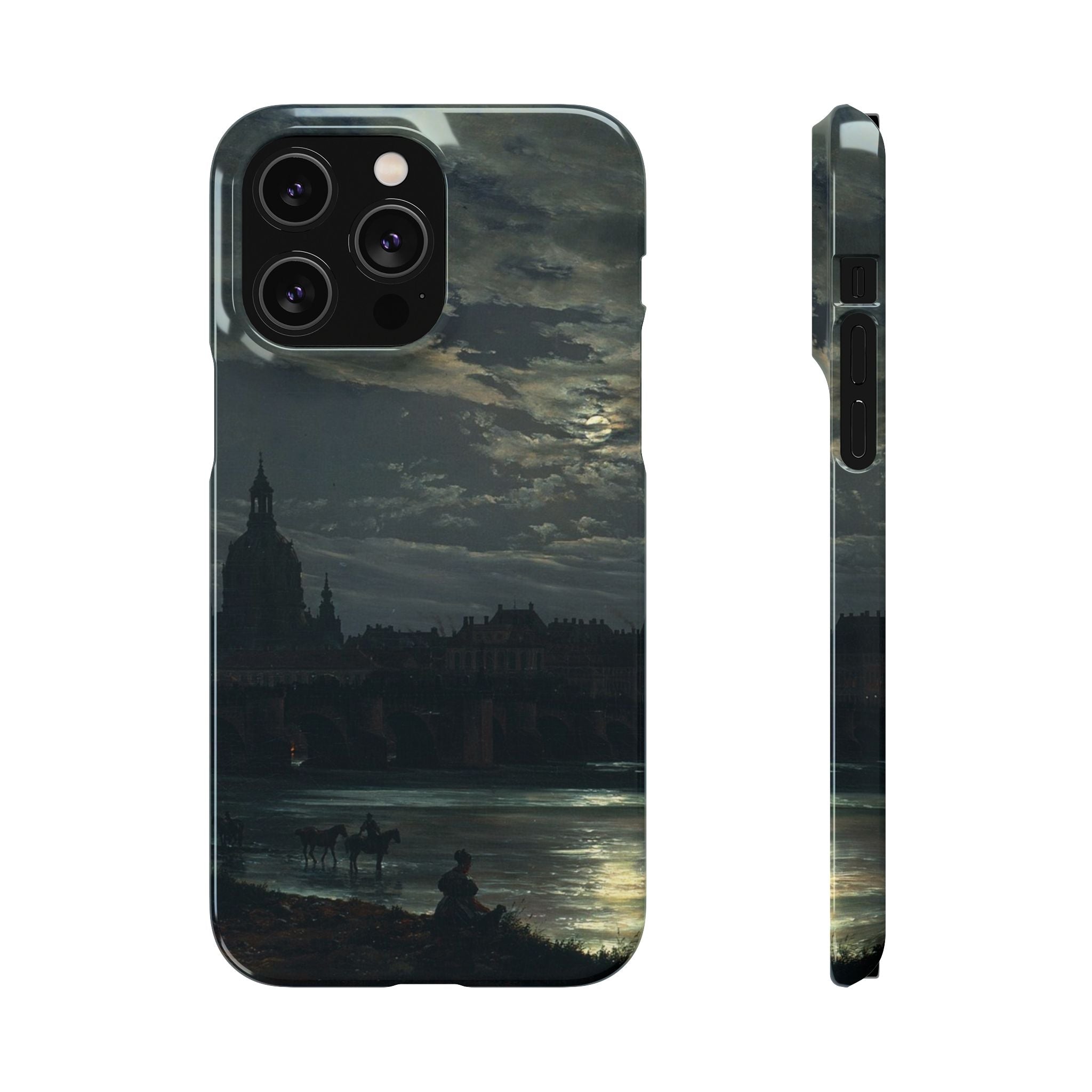 View of Dresden by Moonlight by Johan Dahl - iPhone Slim Case