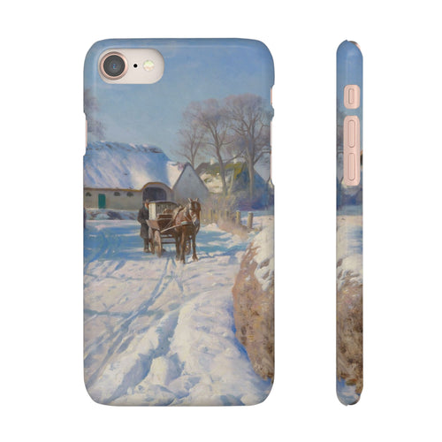 A village in the snow by Peder Mork Monsted - iPhone Slim Case