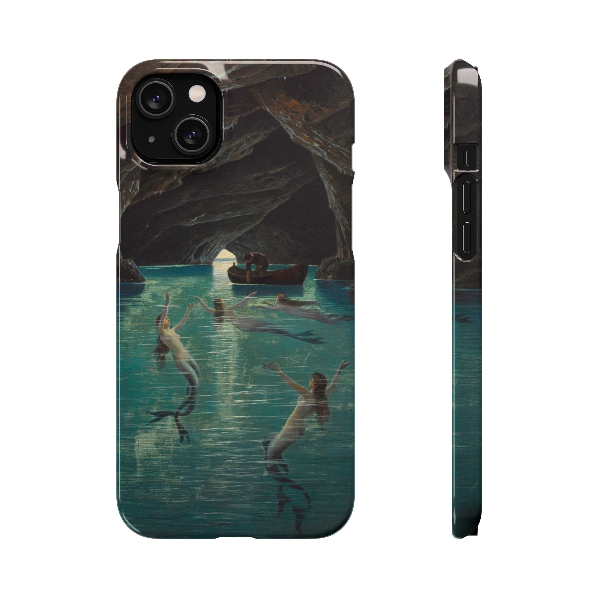 Fisherman and Mermaids in the Blue Grotto on Capri by Hermann Corrodi - iPhone Slim Case