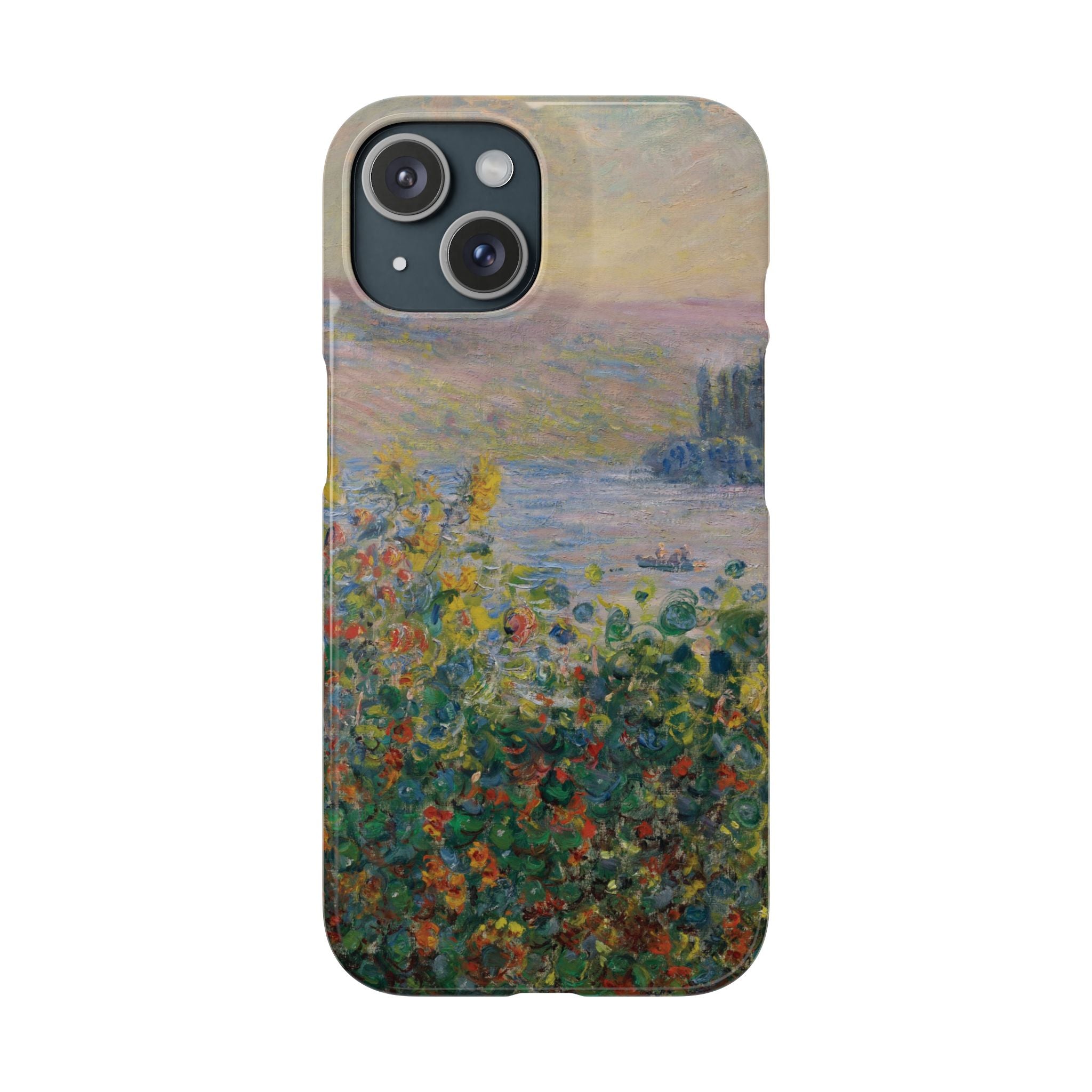 Flower Beds at Vétheuil by Claude Monet - iPhone Slim Case