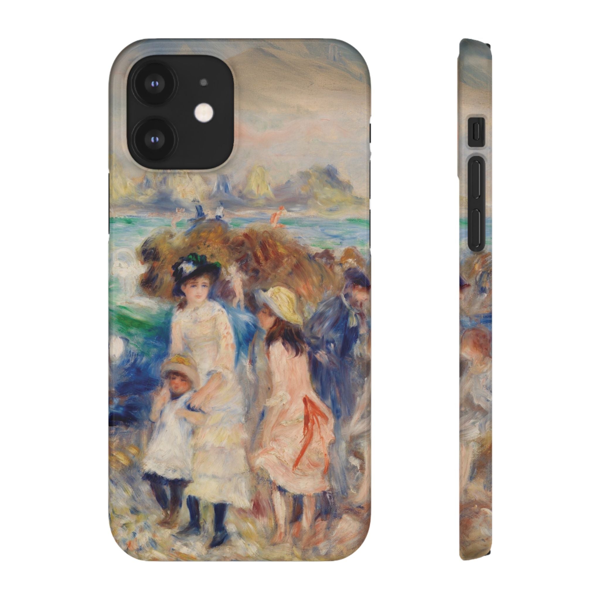 Children at the Beach at Guernsey by Pierre Auguste Renoir - iPhone Slim Case