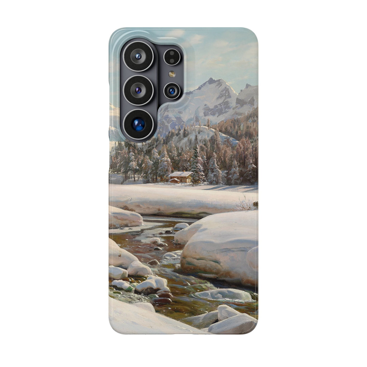 Winter landscape in Switzerland near Engadin by Peder Mork Monsted - Samsung Slim Case