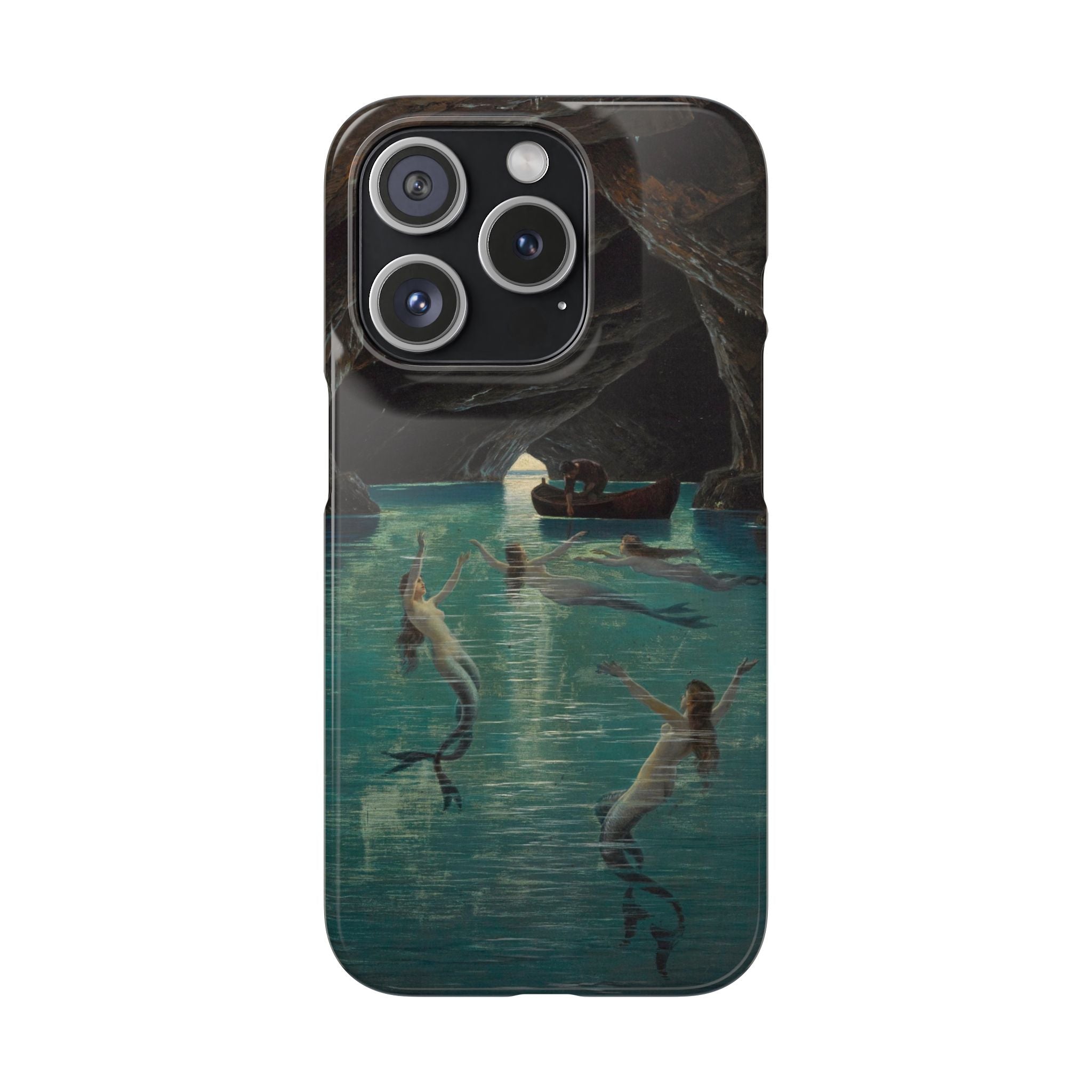 Fisherman and Mermaids in the Blue Grotto on Capri by Hermann Corrodi - iPhone Slim Case