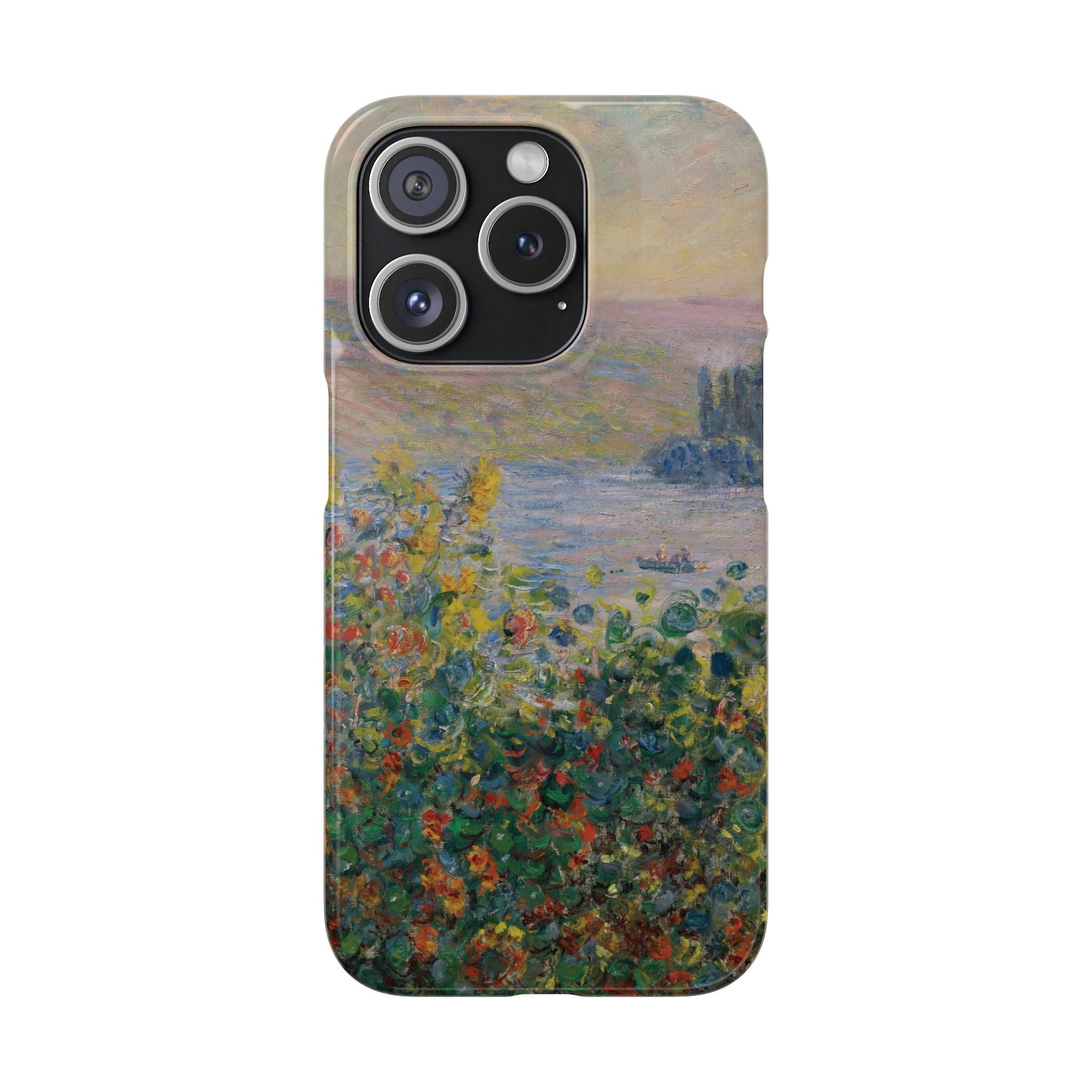 Flower Beds at Vétheuil by Claude Monet - iPhone Slim Case