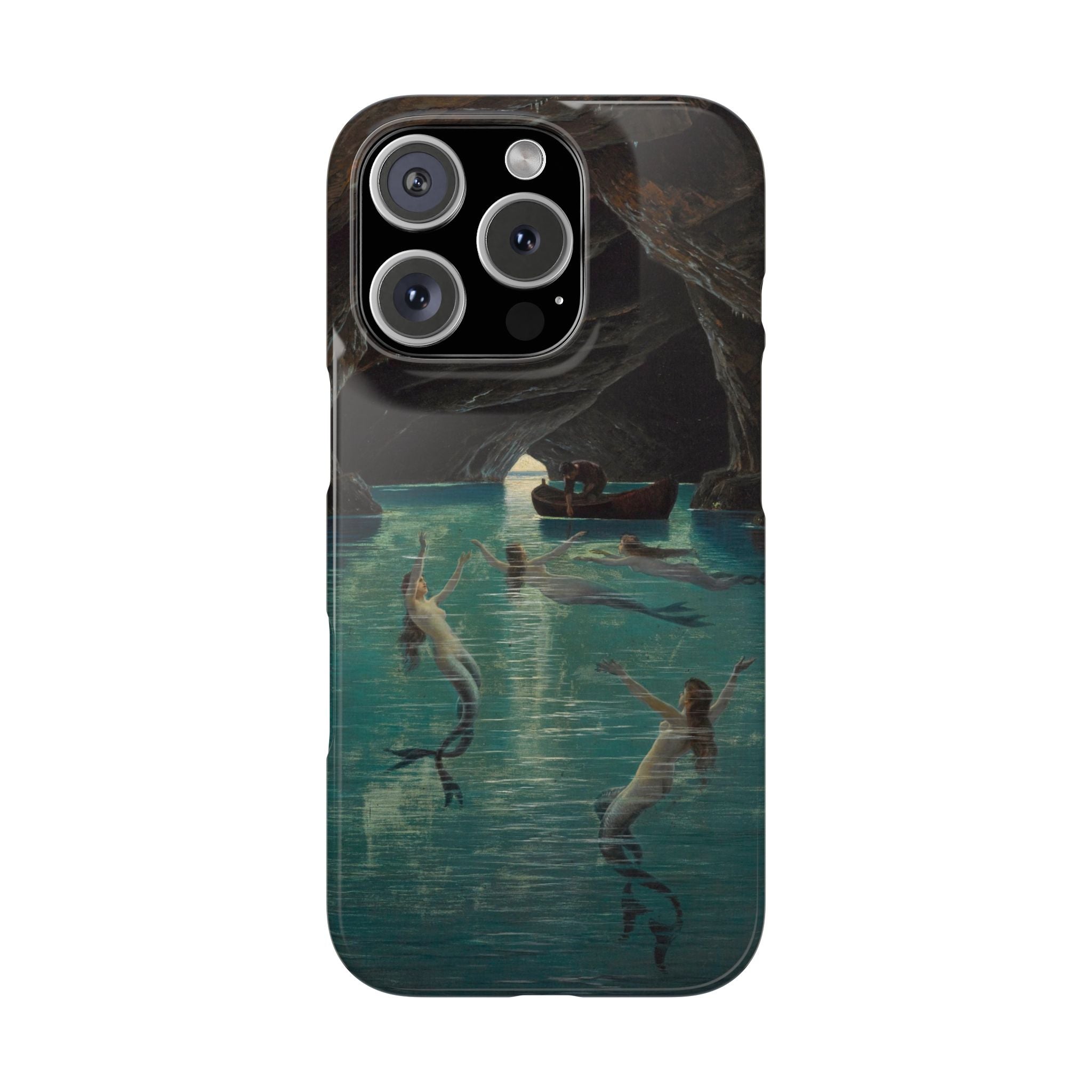 Fisherman and Mermaids in the Blue Grotto on Capri by Hermann Corrodi - iPhone Slim Case