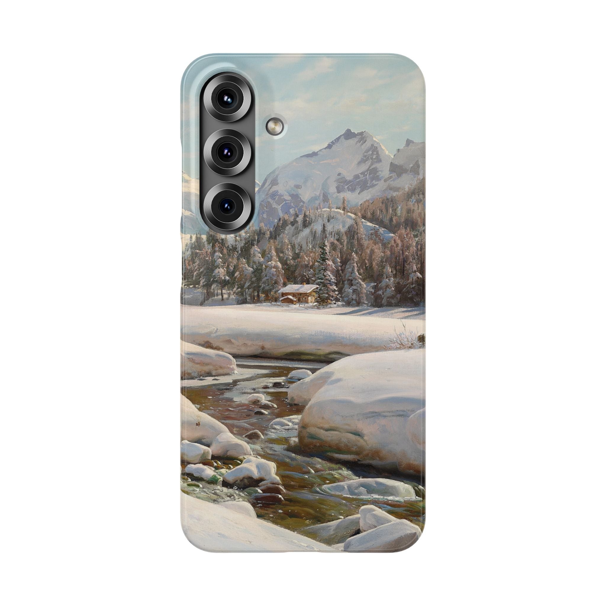 Winter landscape in Switzerland near Engadin by Peder Mork Monsted - Samsung Slim Case