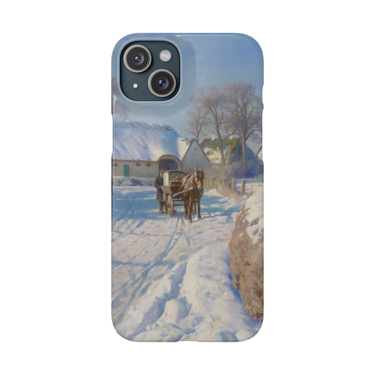 A village in the snow by Peder Mork Monsted - iPhone Slim Case
