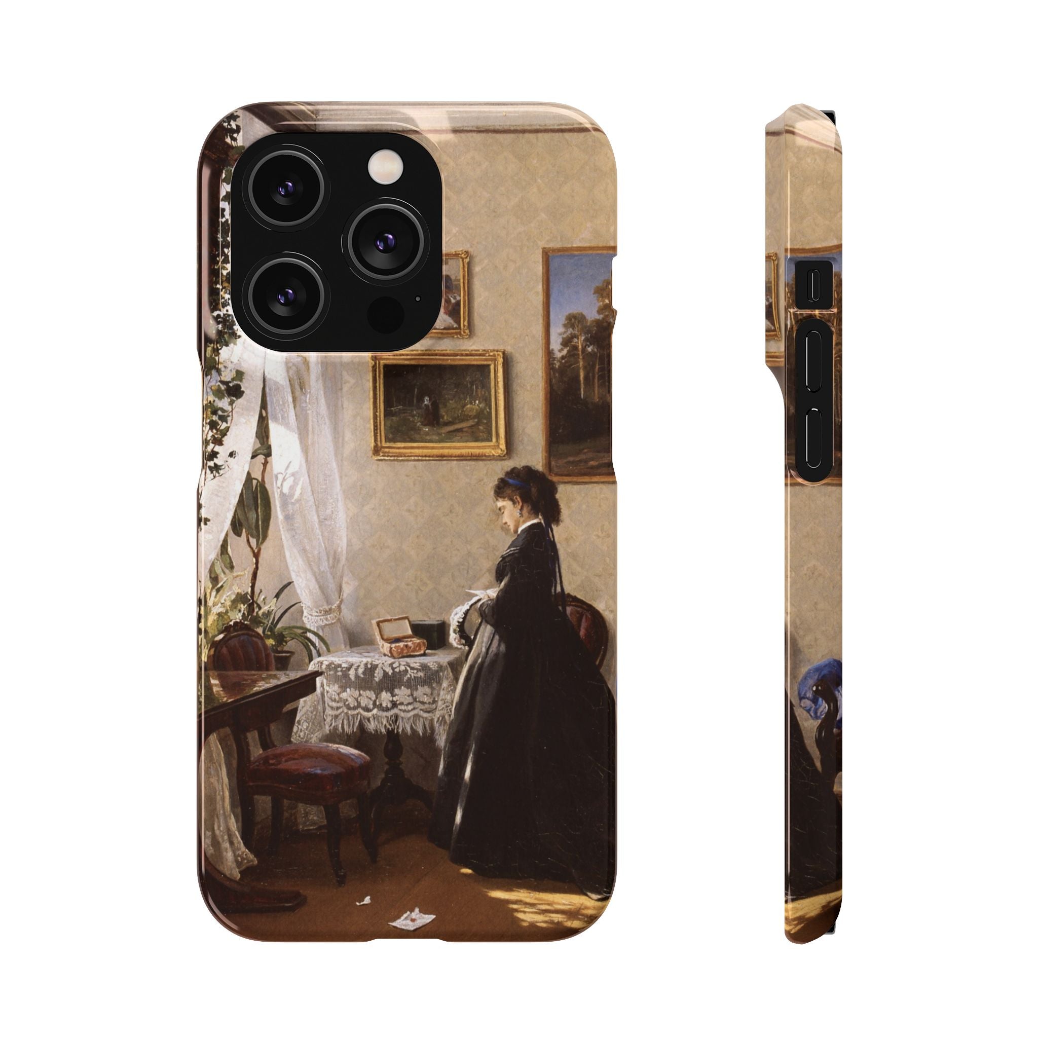 In front of the mirror by Ivan Ivanovich Shishkin - iPhone Slim Case