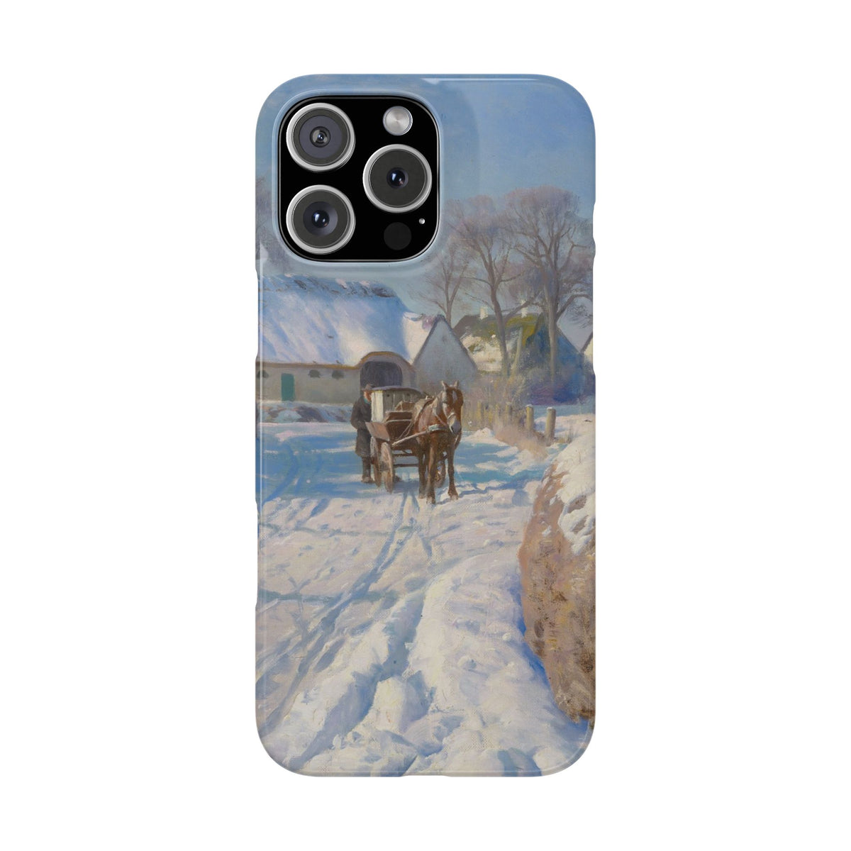 A village in the snow by Peder Mork Monsted - iPhone Slim Case