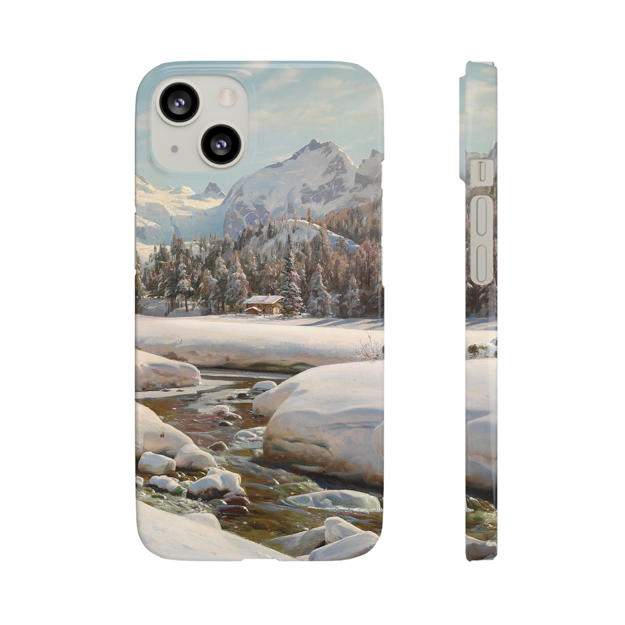 Winter landscape in Switzerland near Engadin by Peder Mork Monsted - iPhone Slim Case