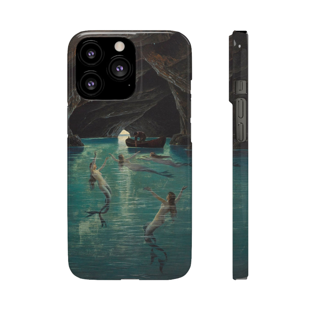 Fisherman and Mermaids in the Blue Grotto on Capri by Hermann Corrodi - iPhone Slim Case