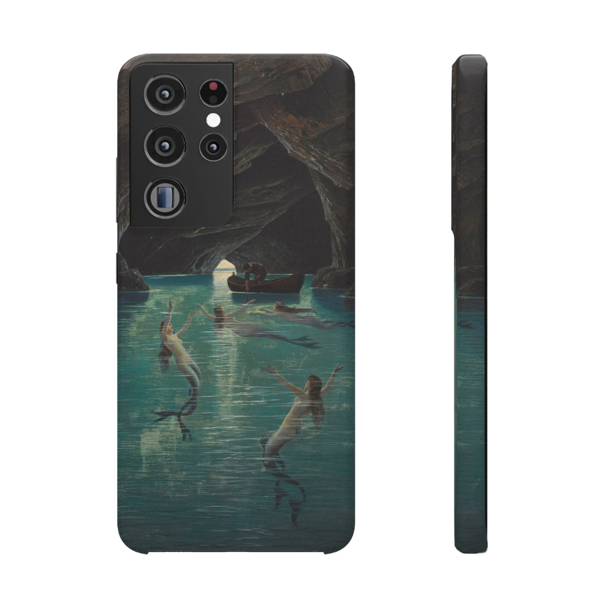Fisherman and Mermaids in the Blue Grotto on Capri by Hermann Corrodi - Samsung Slim Case