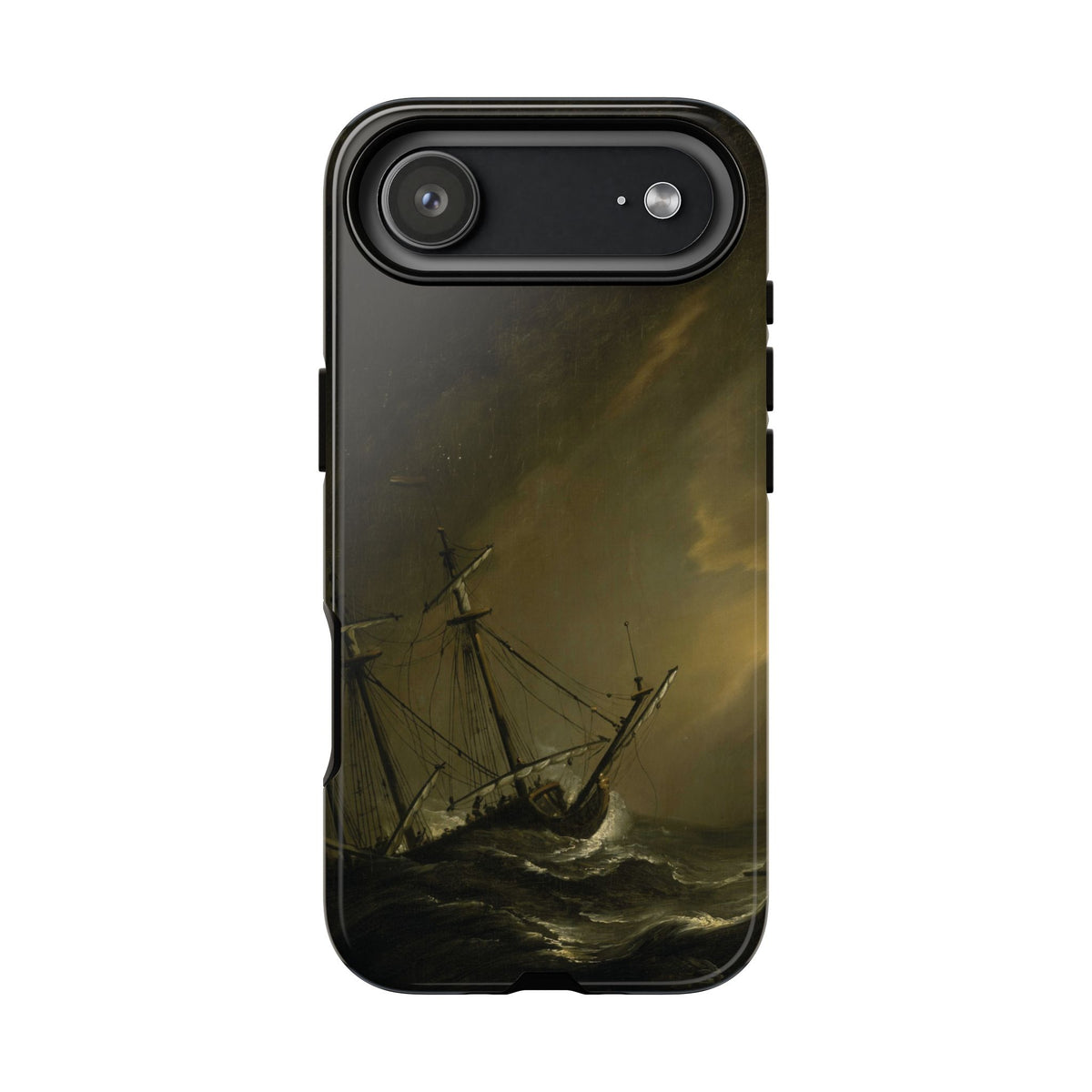 Ein kleines holländisches Schiff in einem Sturm von Willem van de Velde - Robuste iPhone Hülle