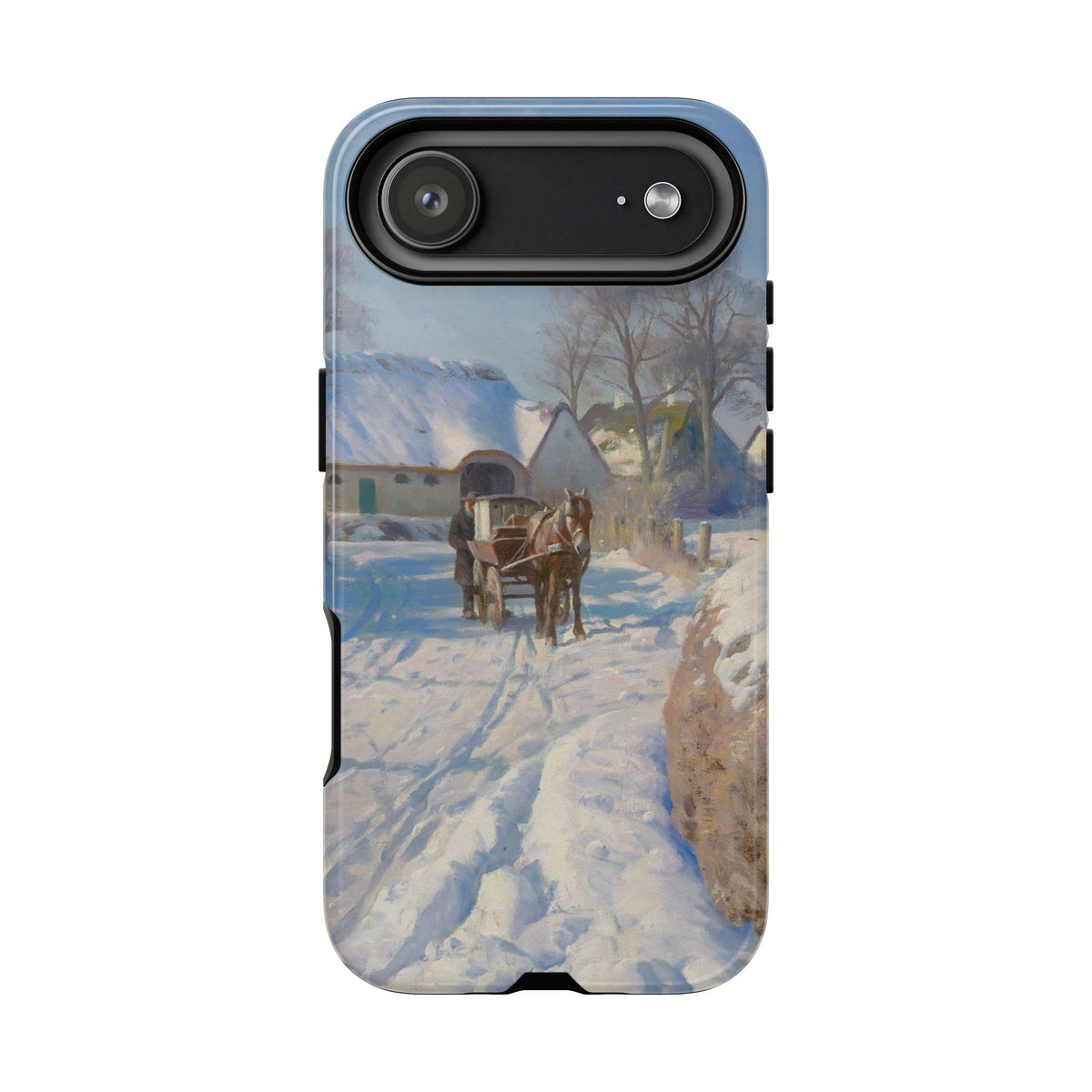 A village in the snow by Peder Mork Monsted - iPhone Tough Case