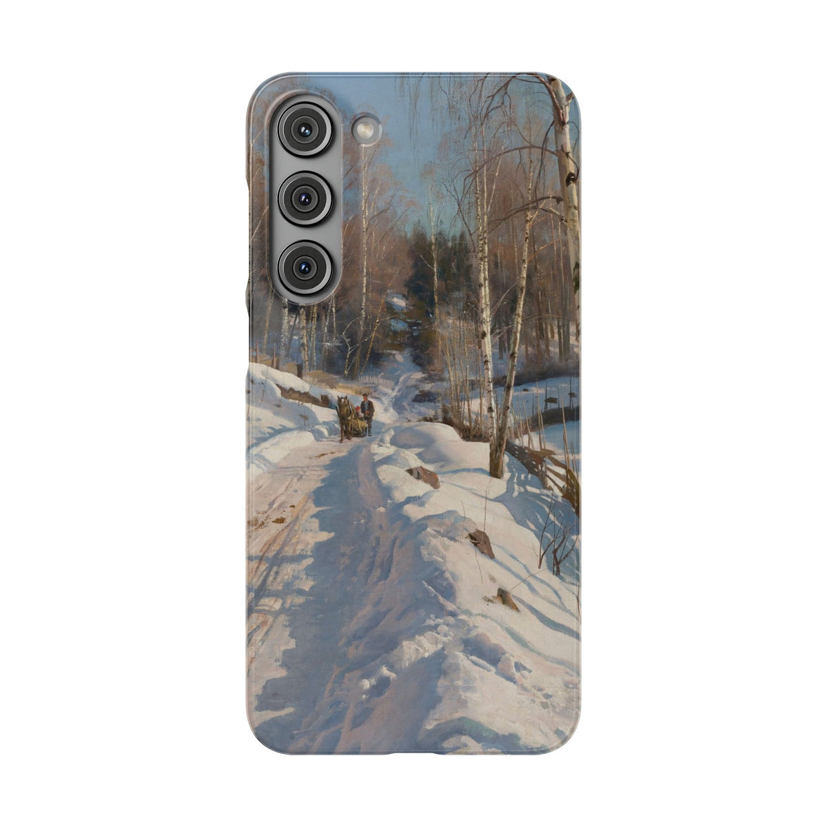 Sleigh ride on a sunny winter day by Peder Mork Monsted - Samsung Slim Case