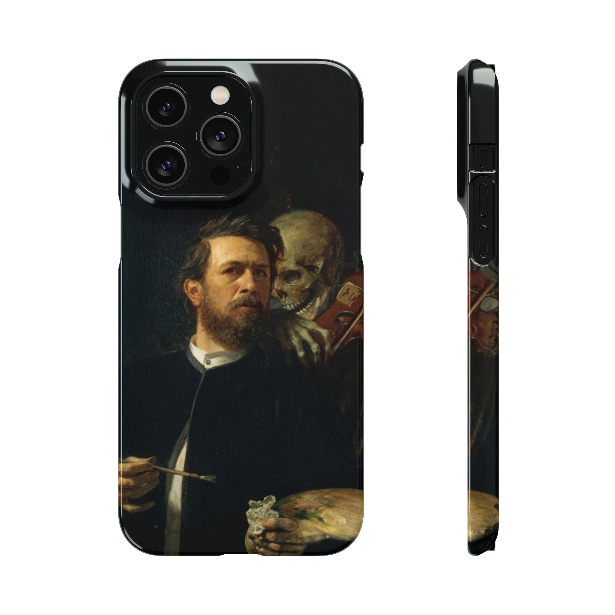 Self Portrait with Death Playing the Fiddle by Arnold Böcklin - iPhone Slim Case