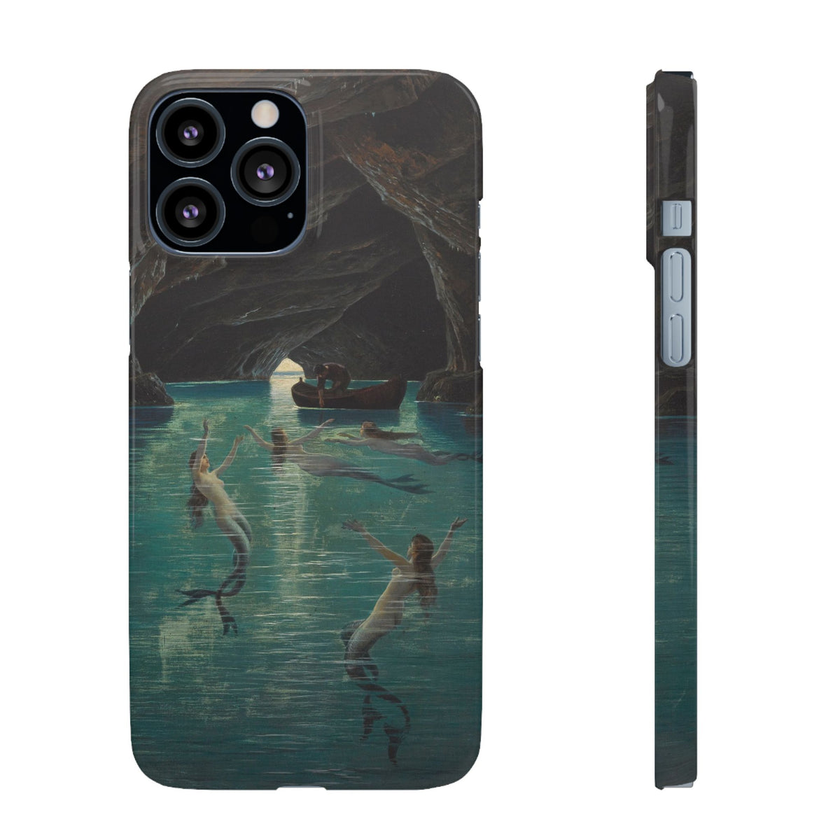 Fisherman and Mermaids in the Blue Grotto on Capri by Hermann Corrodi - iPhone Slim Case