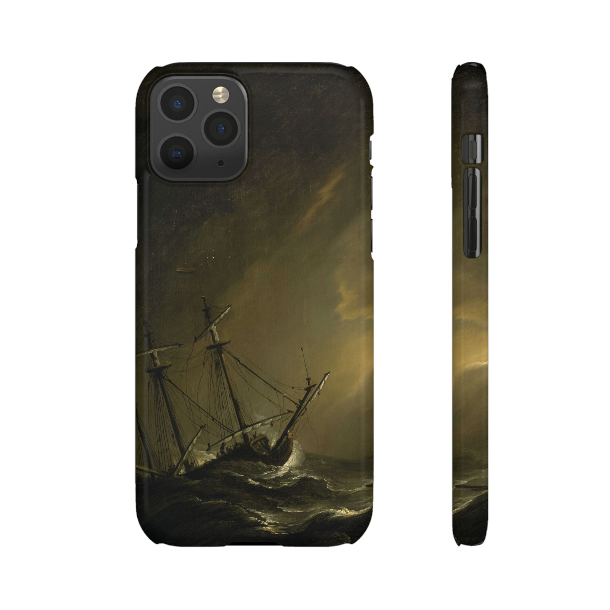 A Small Dutch Ship Riding out a Storm by Willem van de Velde - iPhone Slim Case