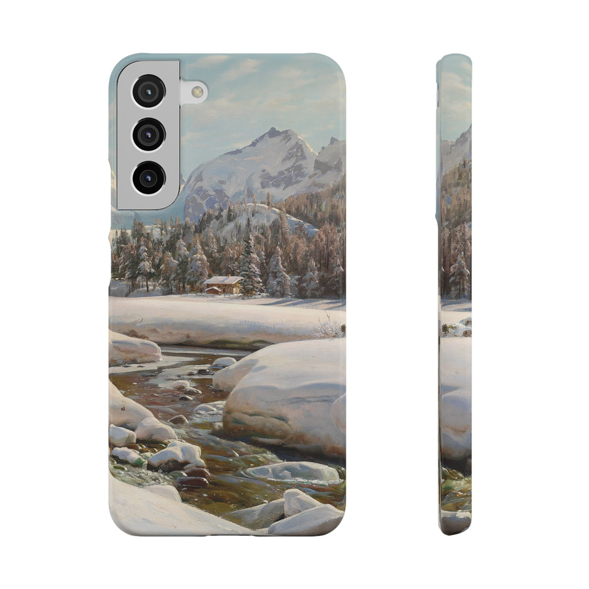 Winter landscape in Switzerland near Engadin by Peder Mork Monsted - Samsung Slim Case