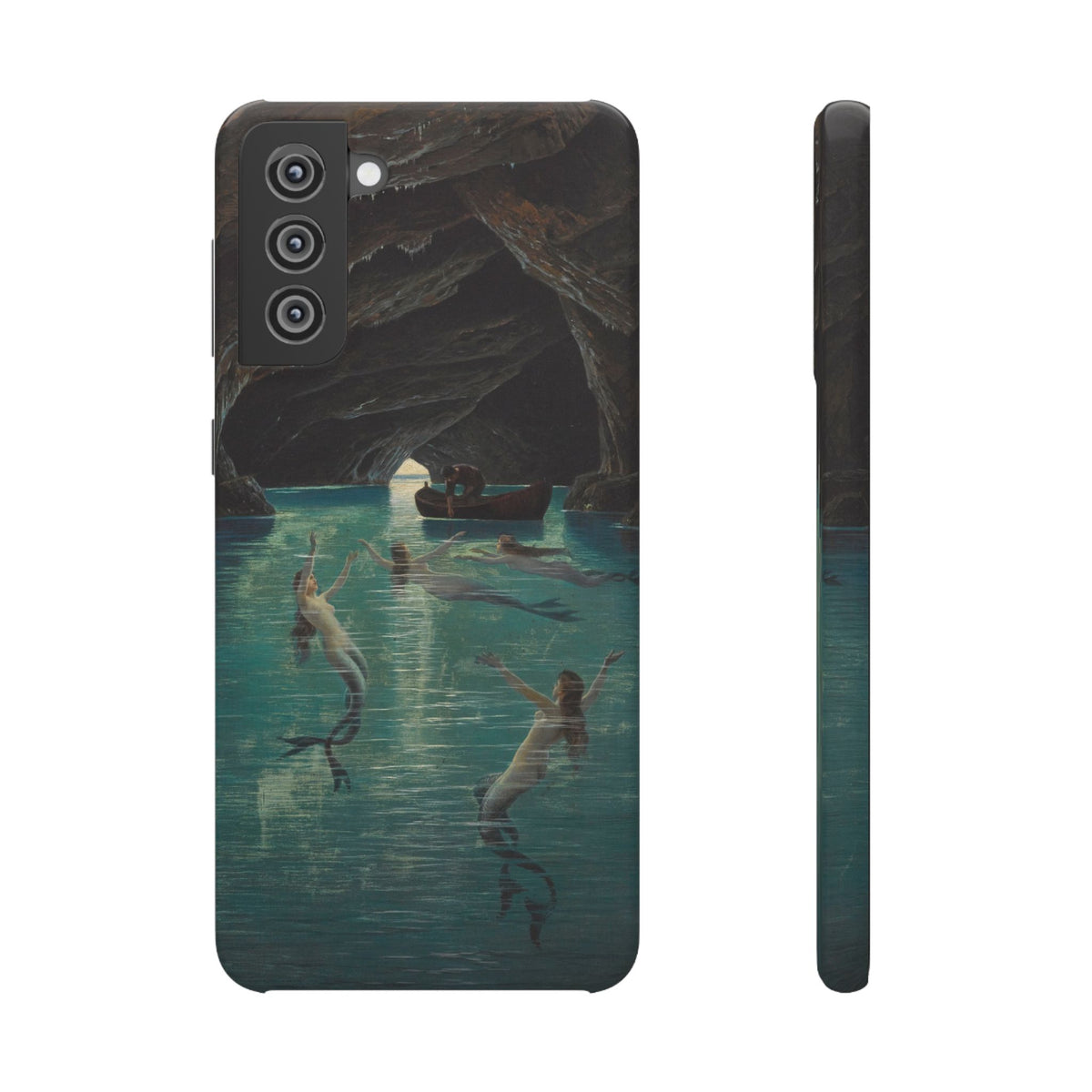 Fisherman and Mermaids in the Blue Grotto on Capri by Hermann Corrodi - Samsung Slim Case