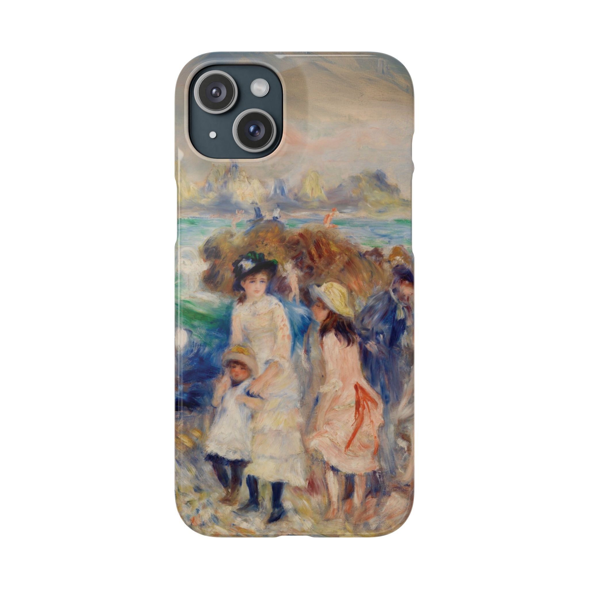 Children at the Beach at Guernsey by Pierre Auguste Renoir - iPhone Slim Case