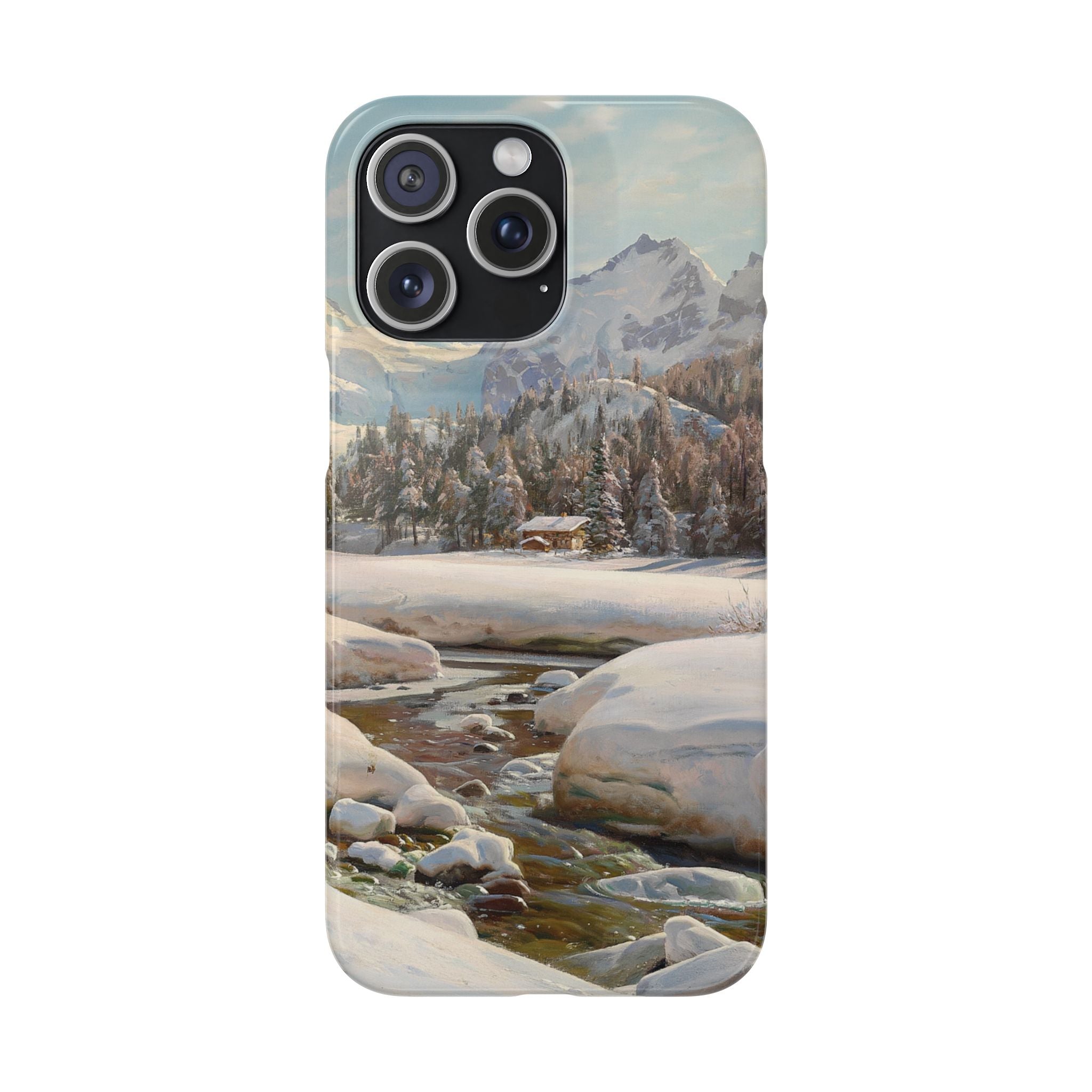 Winter landscape in Switzerland near Engadin by Peder Mork Monsted - iPhone Slim Case