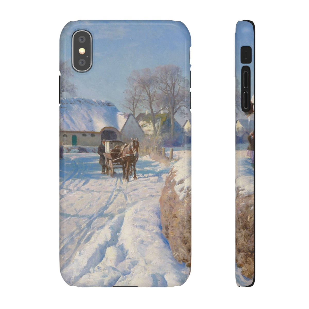 A village in the snow by Peder Mork Monsted - iPhone Slim Case