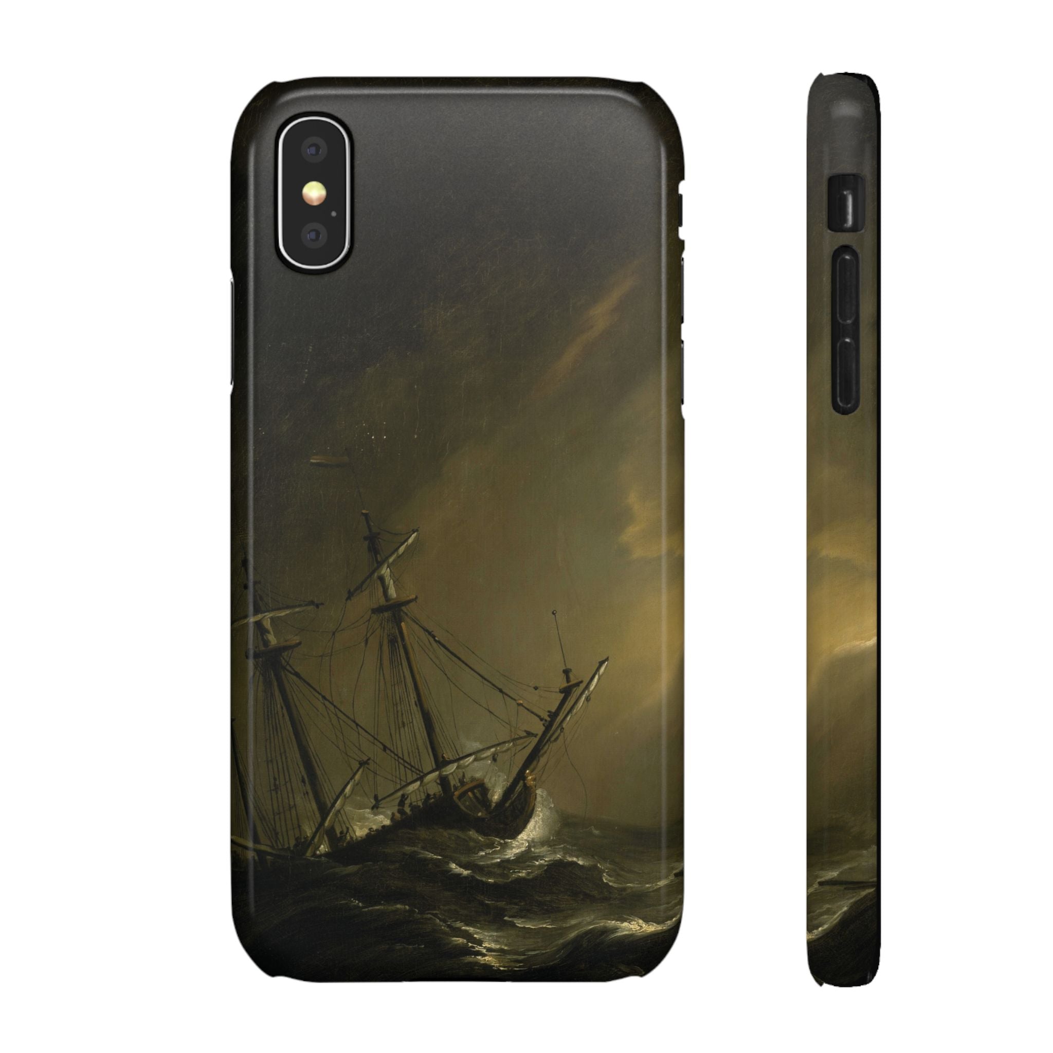 A Small Dutch Ship Riding out a Storm by Willem van de Velde - iPhone Slim Case