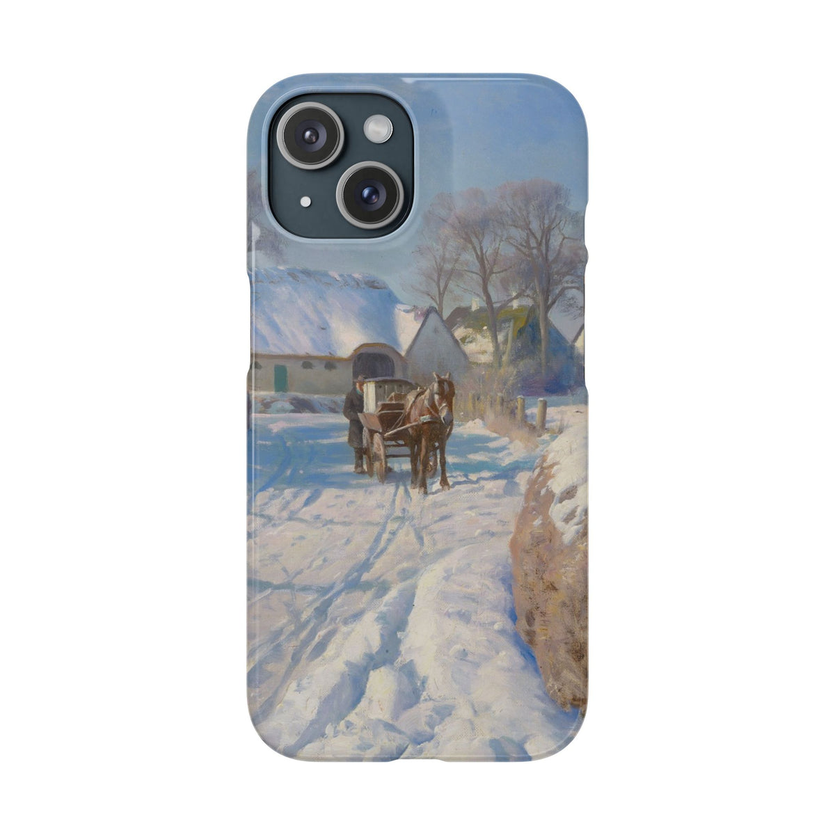 A village in the snow by Peder Mork Monsted - iPhone Slim Case