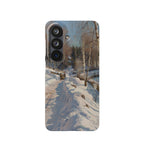 Sleigh ride on a sunny winter day by Peder Mork Monsted - Samsung Slim Case