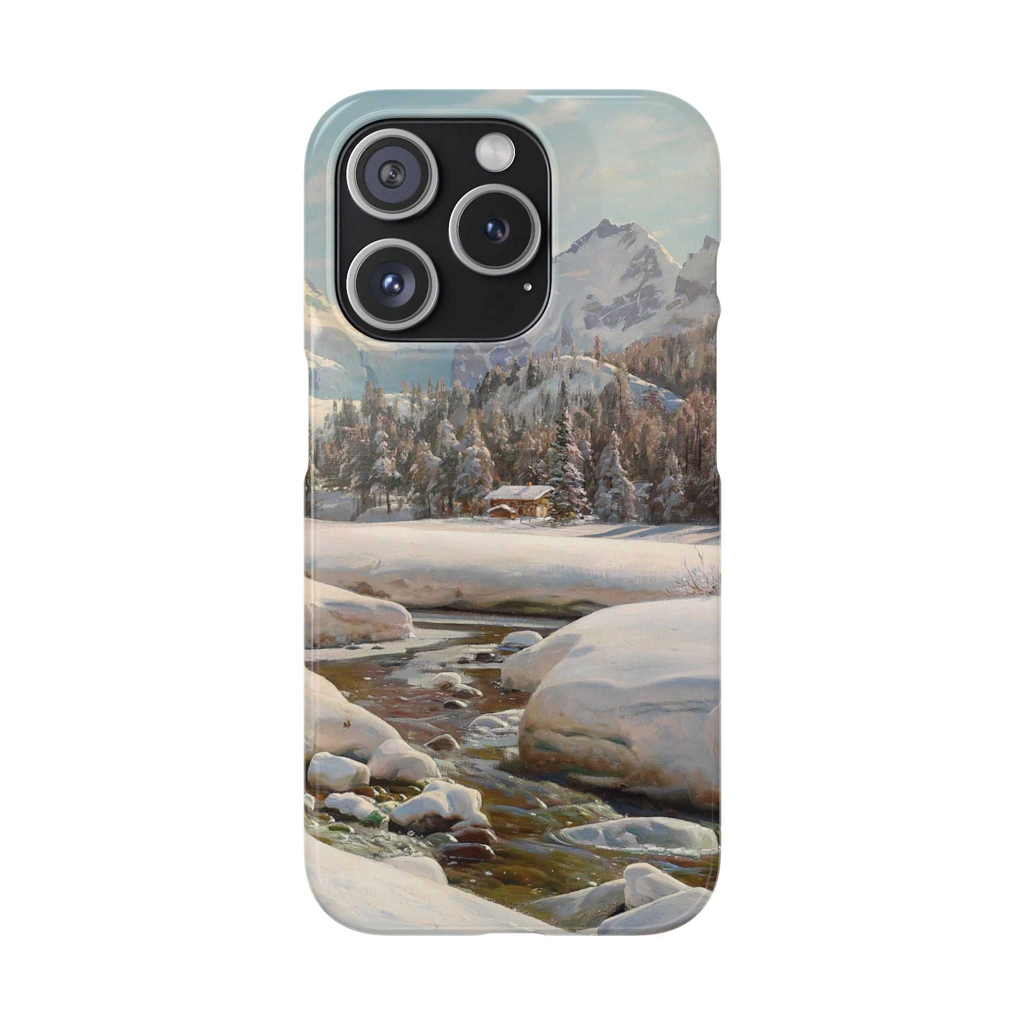 Winter landscape in Switzerland near Engadin by Peder Mork Monsted - iPhone Slim Case