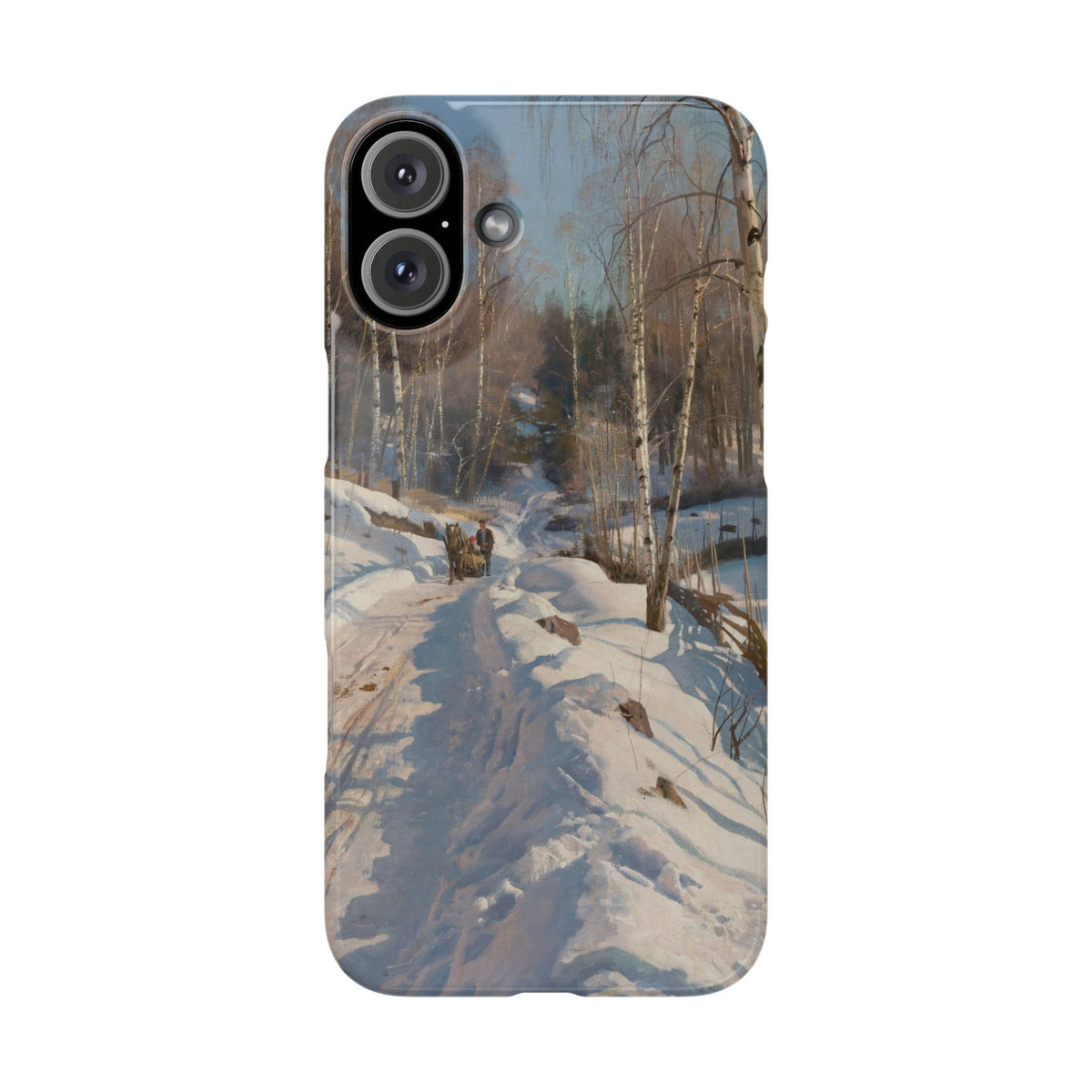 Sleigh ride on a sunny winter day by Peder Mork Monsted - iPhone Slim Case