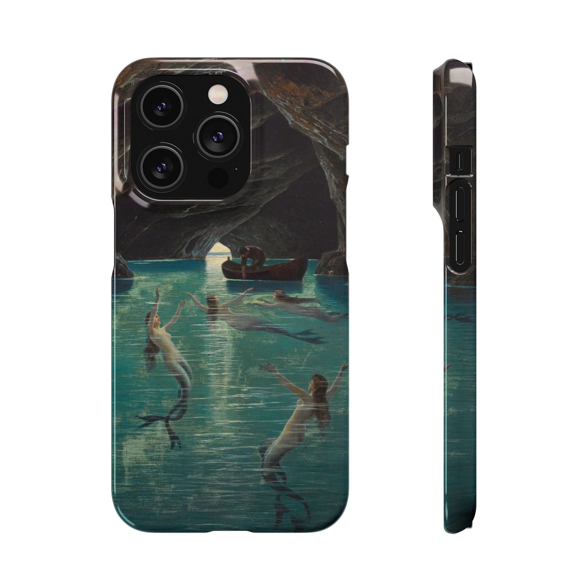 Fisherman and Mermaids in the Blue Grotto on Capri by Hermann Corrodi - iPhone Slim Case