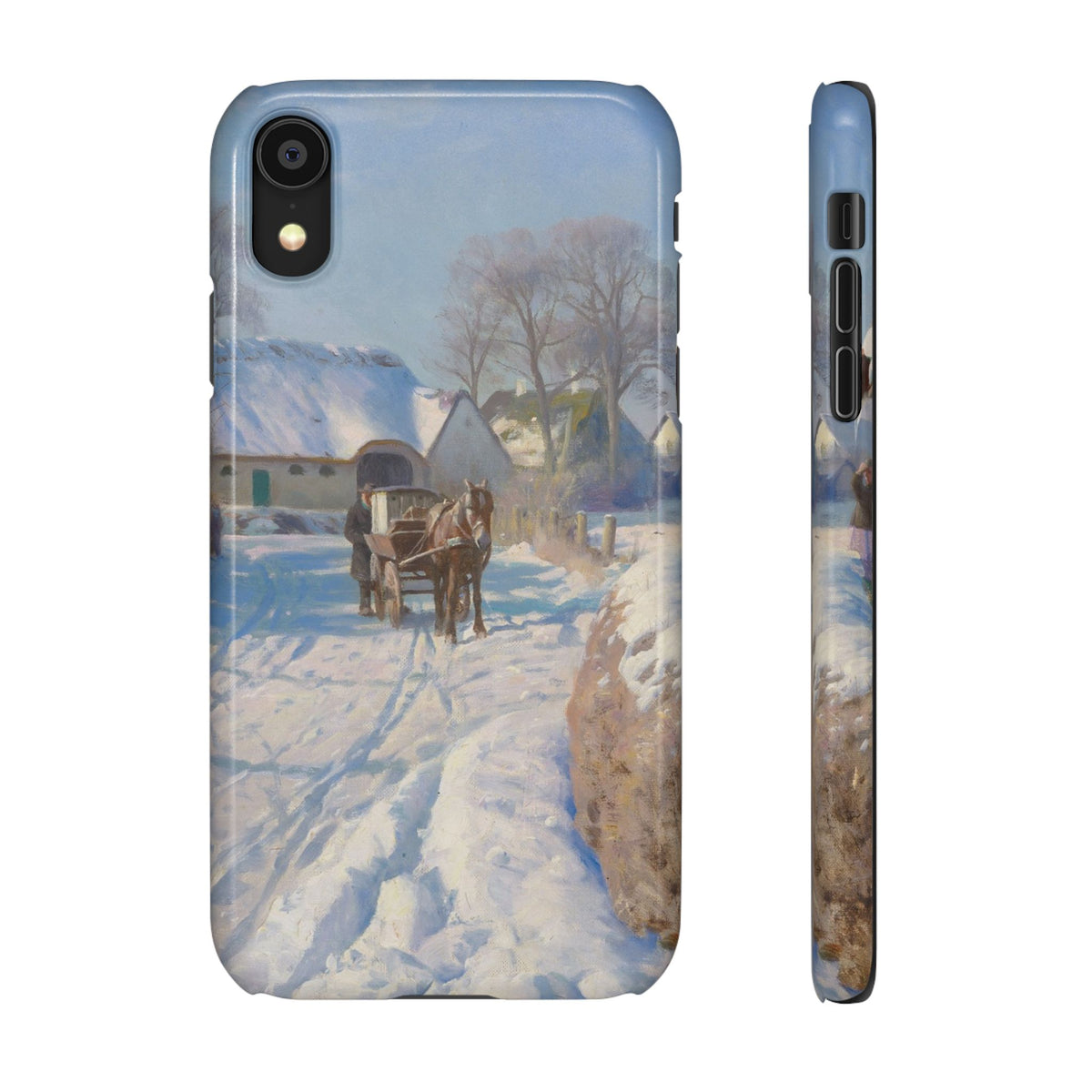 A village in the snow by Peder Mork Monsted - iPhone Slim Case