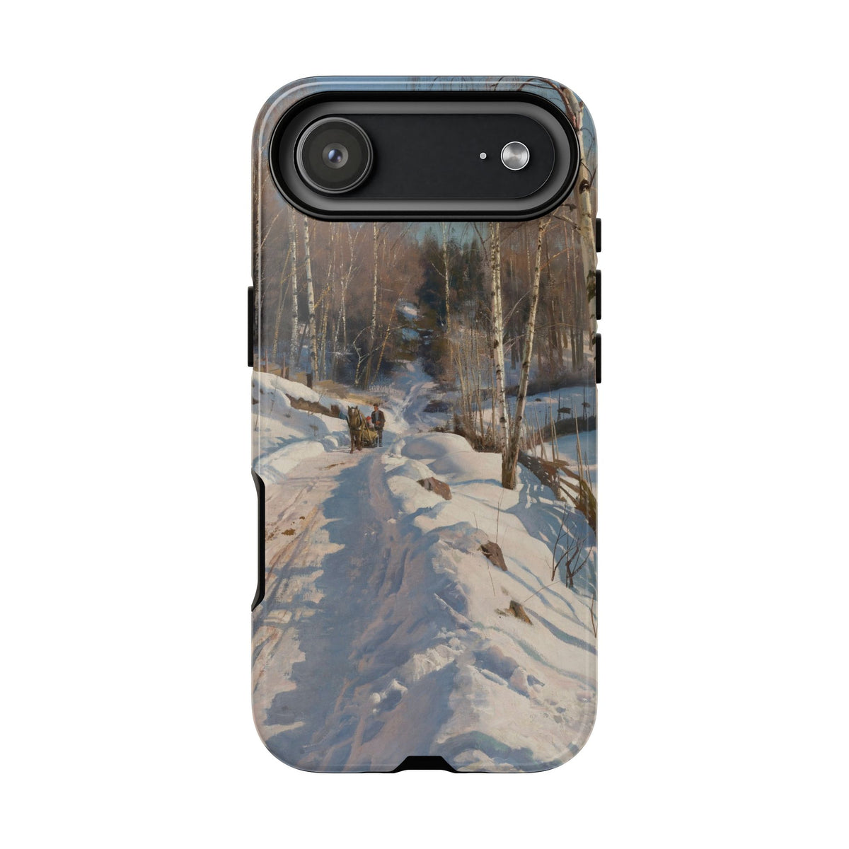 Sleigh ride on a sunny winter day by Peder Mork Monsted - iPhone Tough Case