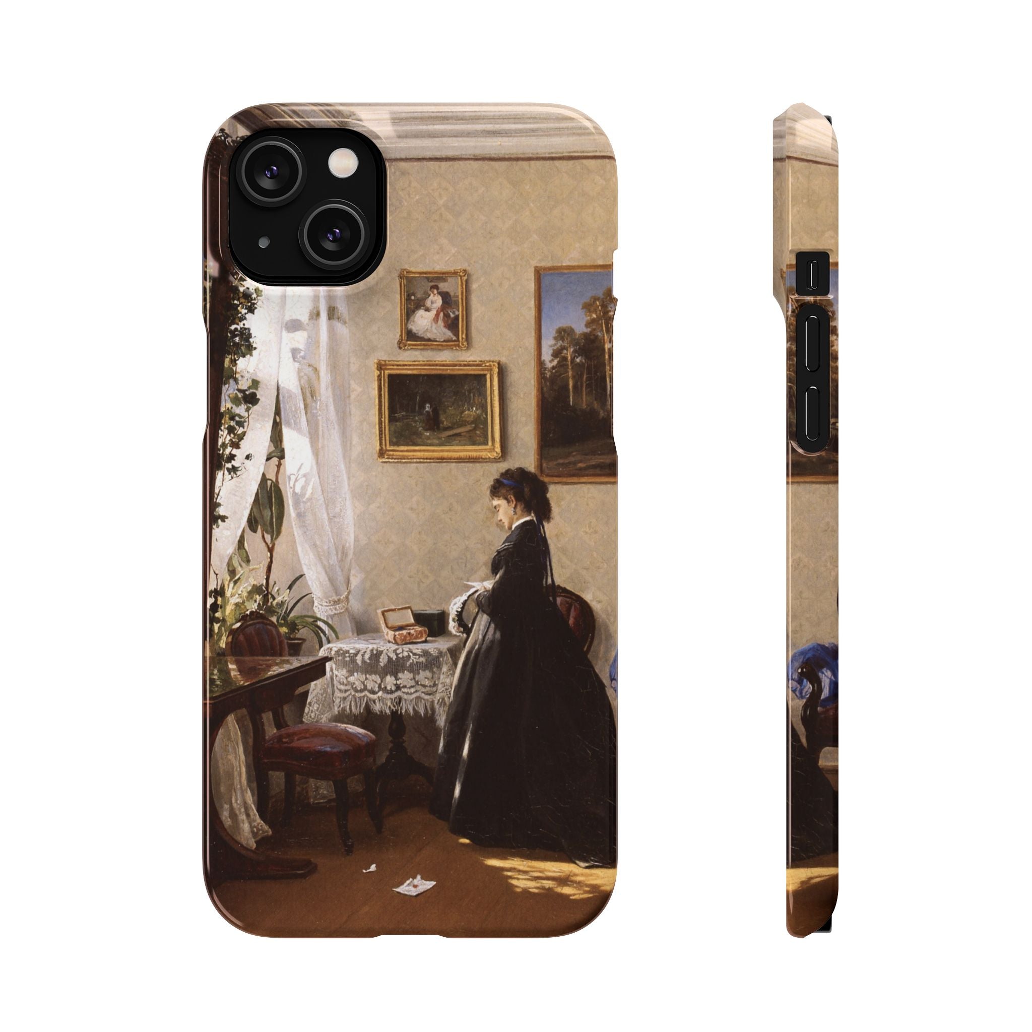 In front of the mirror by Ivan Ivanovich Shishkin - iPhone Slim Case