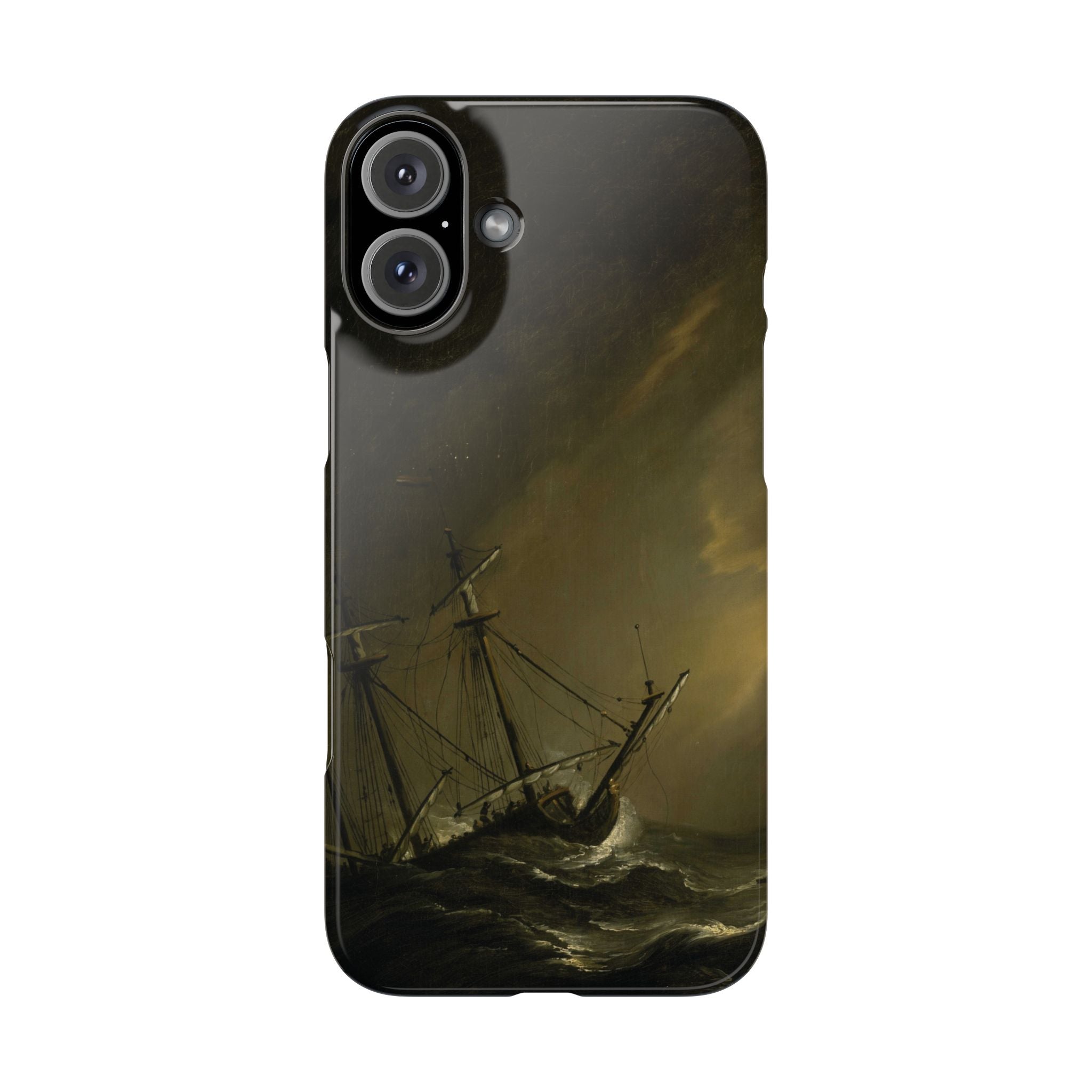 A Small Dutch Ship Riding out a Storm by Willem van de Velde - iPhone Slim Case