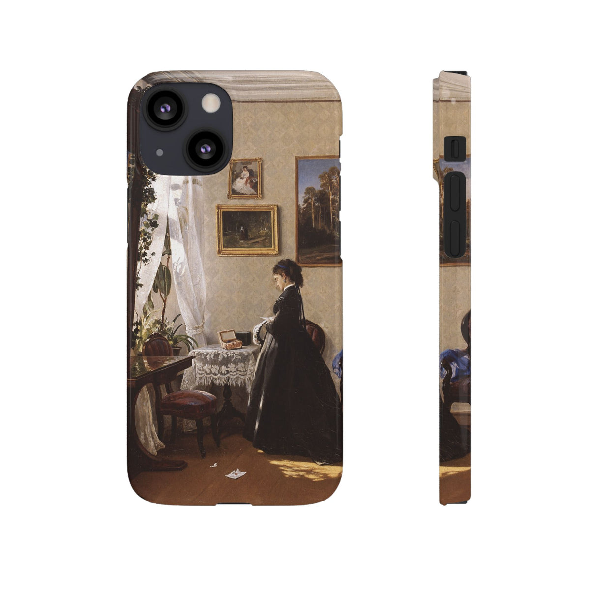 In front of the mirror by Ivan Ivanovich Shishkin - iPhone Slim Case