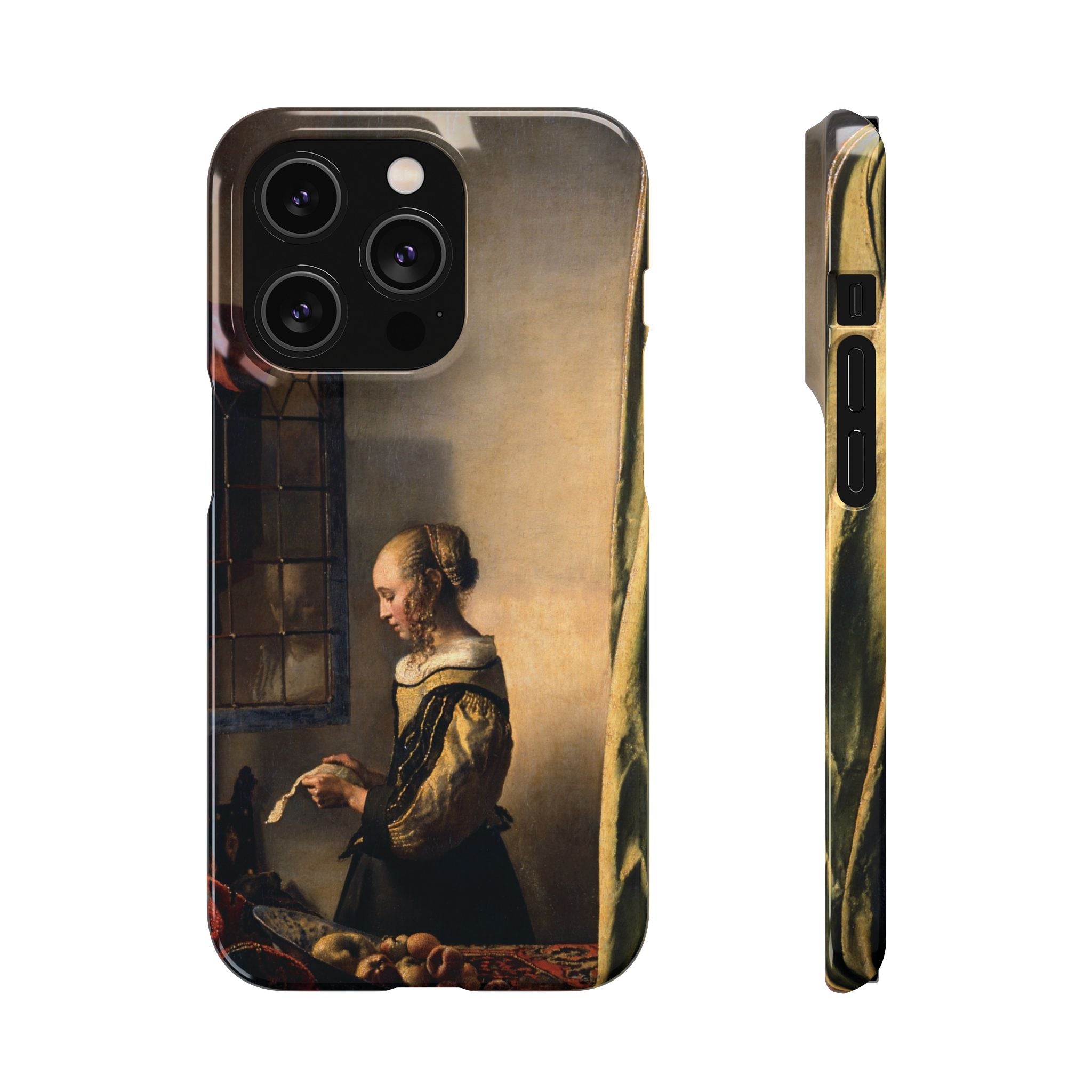 Girl Reading a Letter by an Open Window by Johannes Vermeer - iPhone Slim Case