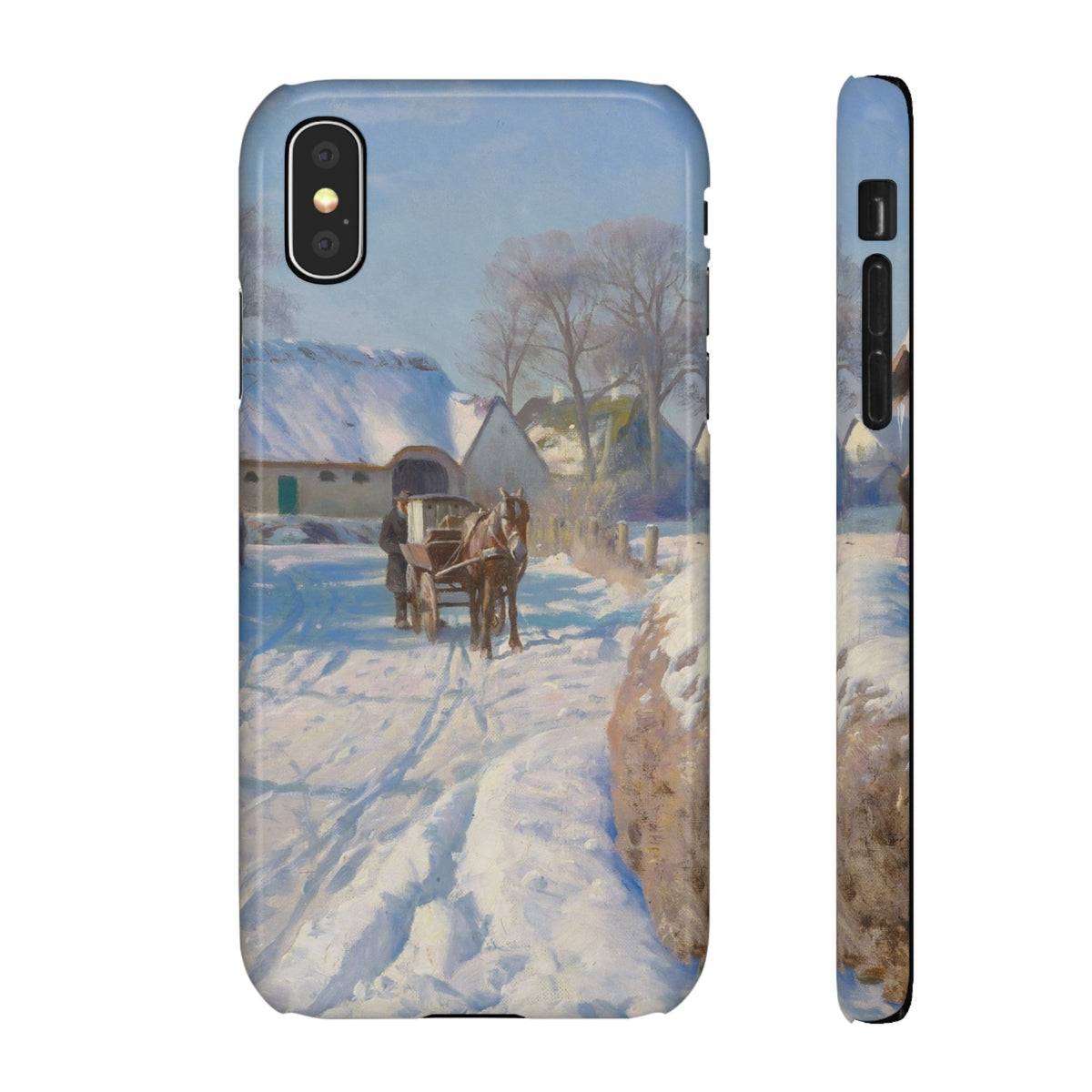 A village in the snow by Peder Mork Monsted - iPhone Slim Case