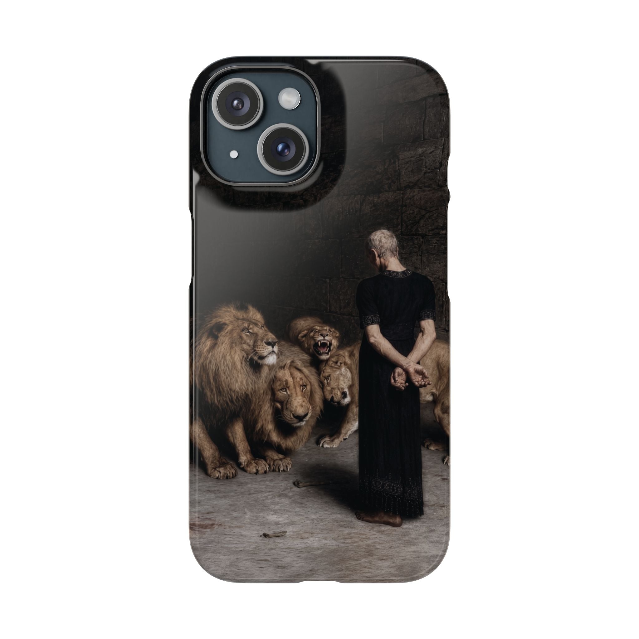 Daniel in the Lion's Den by Briton Riviere - iPhone Slim Case