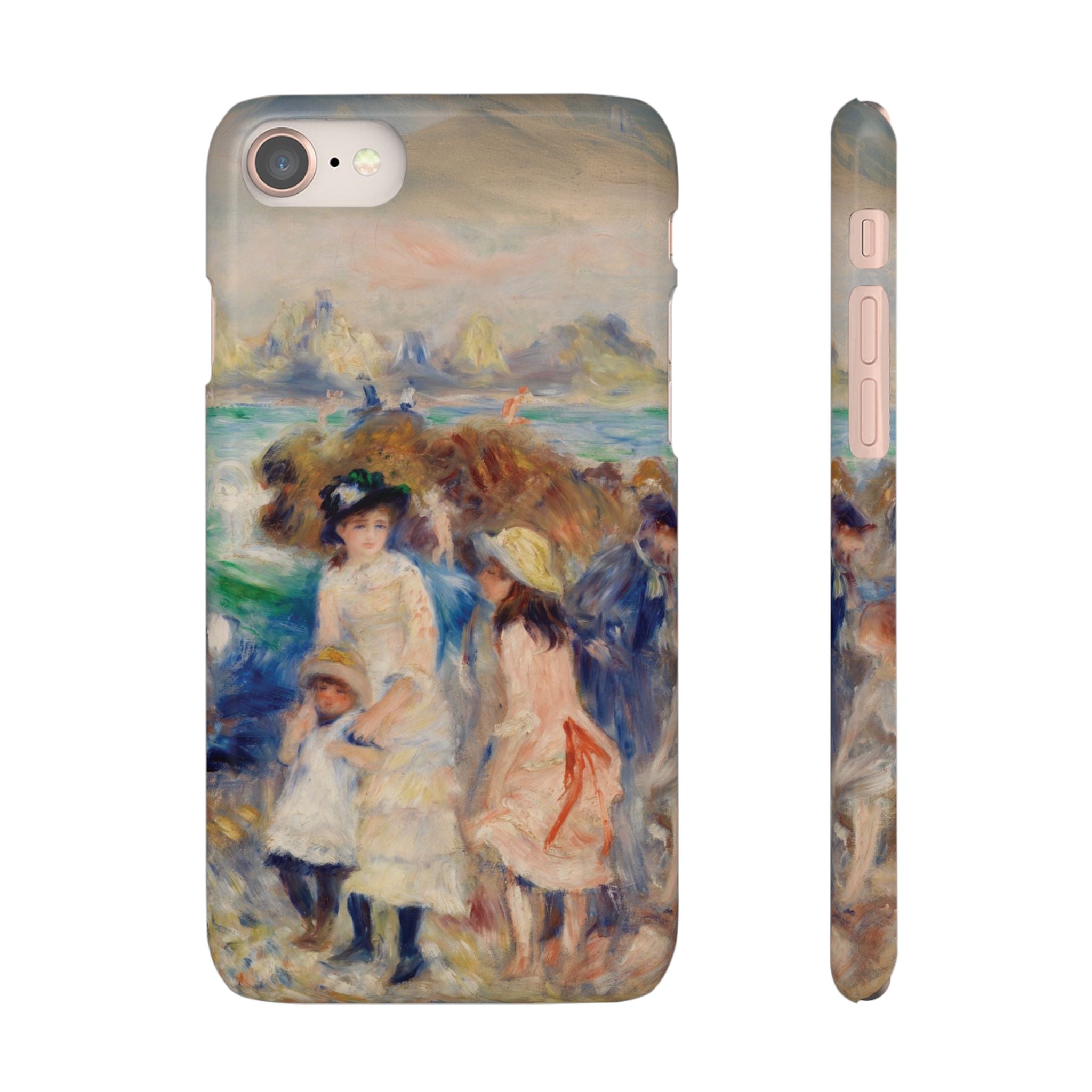 Children at the Beach at Guernsey by Pierre Auguste Renoir - iPhone Slim Case