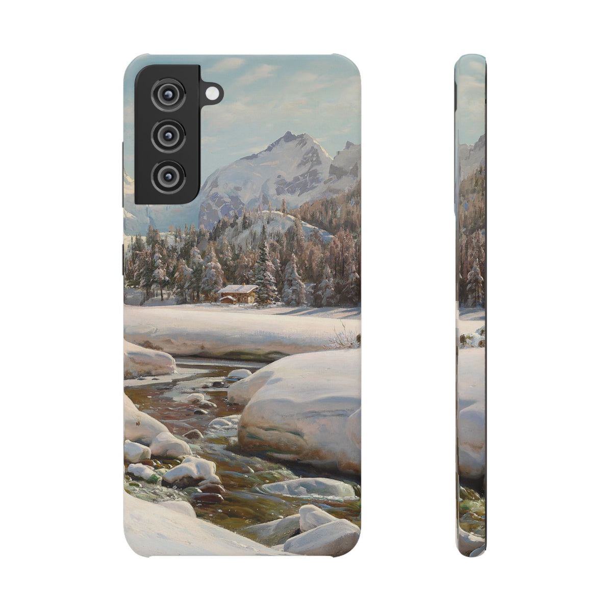 Winter landscape in Switzerland near Engadin by Peder Mork Monsted - Samsung Slim Case