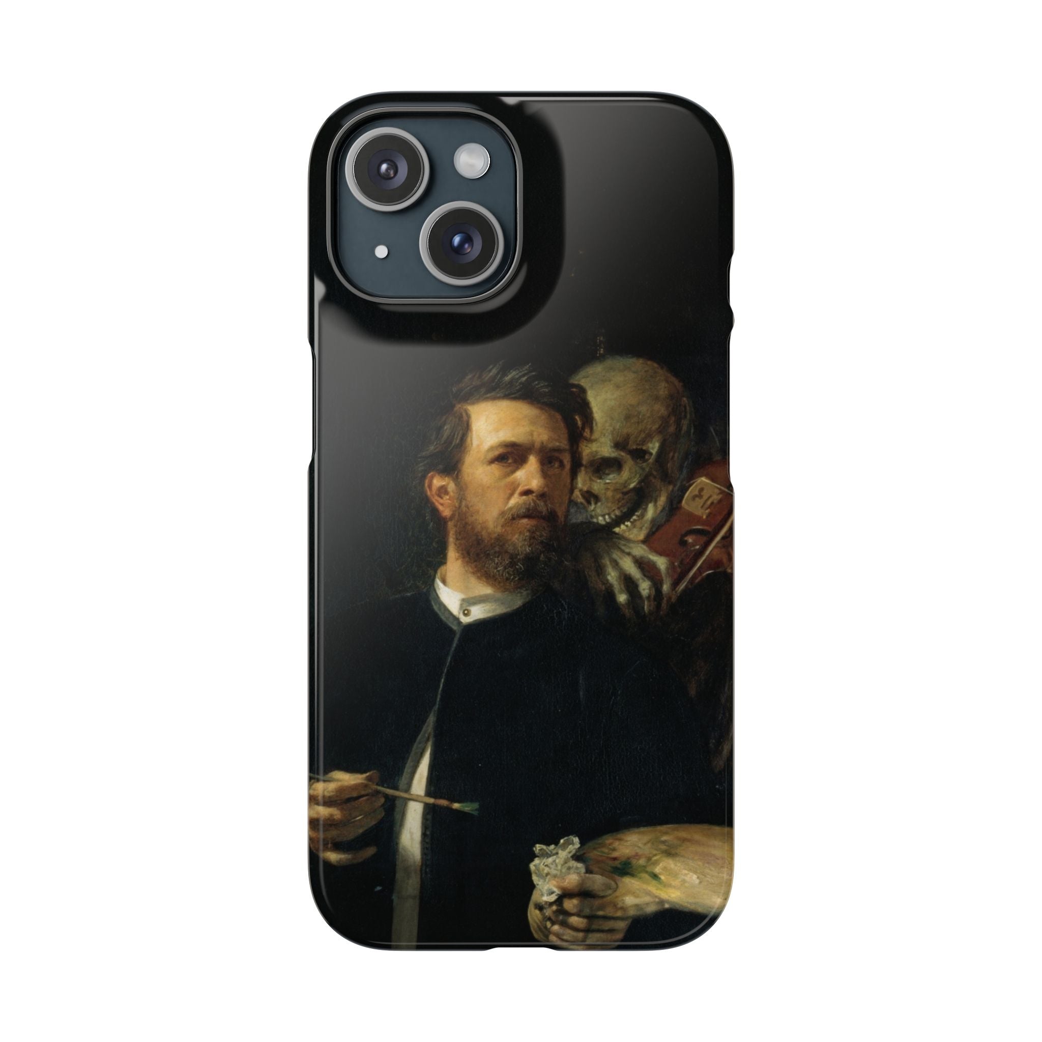 Self Portrait with Death Playing the Fiddle by Arnold Böcklin - iPhone Slim Case