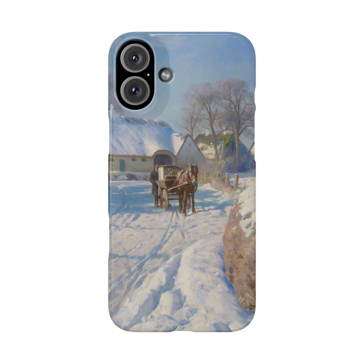 A village in the snow by Peder Mork Monsted - iPhone Slim Case