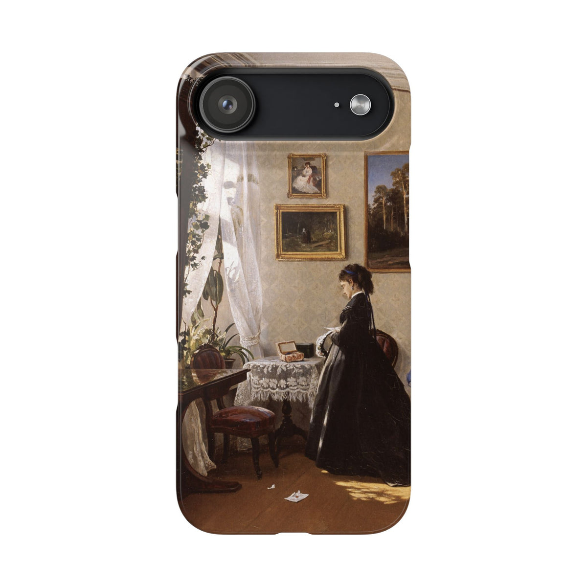 In front of the mirror by Ivan Ivanovich Shishkin - iPhone Slim Case