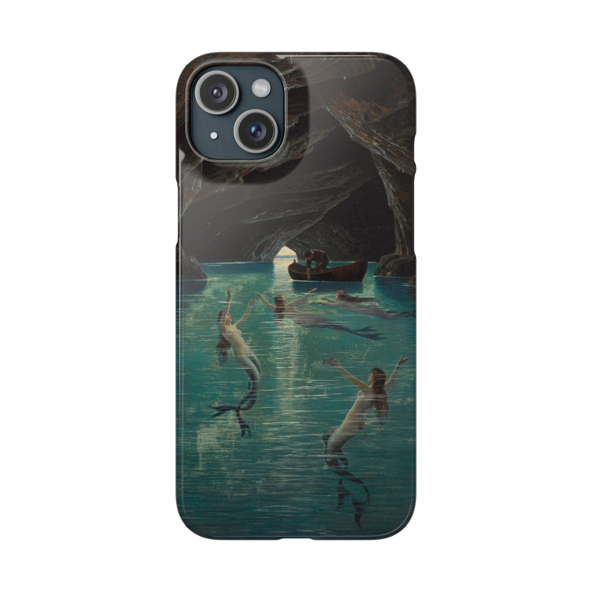 Fisherman and Mermaids in the Blue Grotto on Capri by Hermann Corrodi - iPhone Slim Case