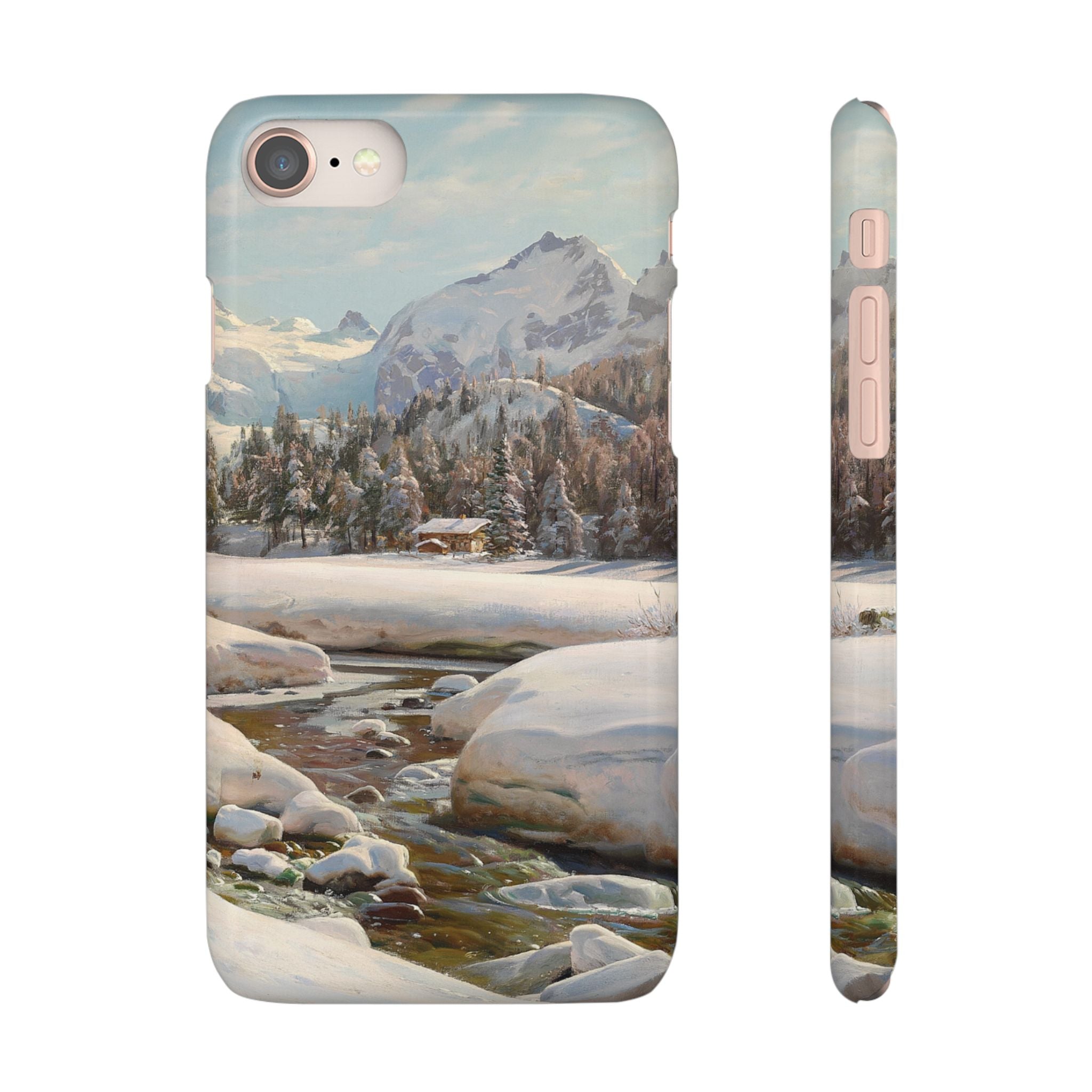 Winter landscape in Switzerland near Engadin by Peder Mork Monsted - iPhone Slim Case